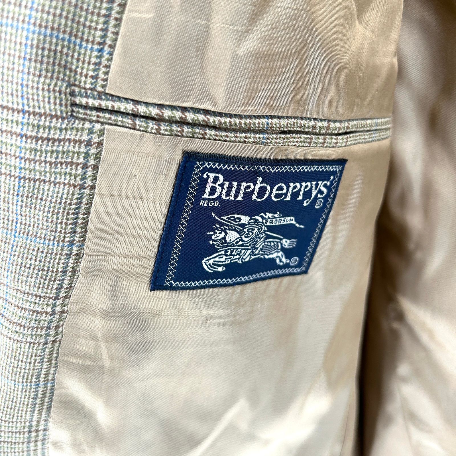 Burberry Vintage 90s Burberry Tan Wool Plaid Classic Tailored Blazer Size 42R - 7 Thumbnail