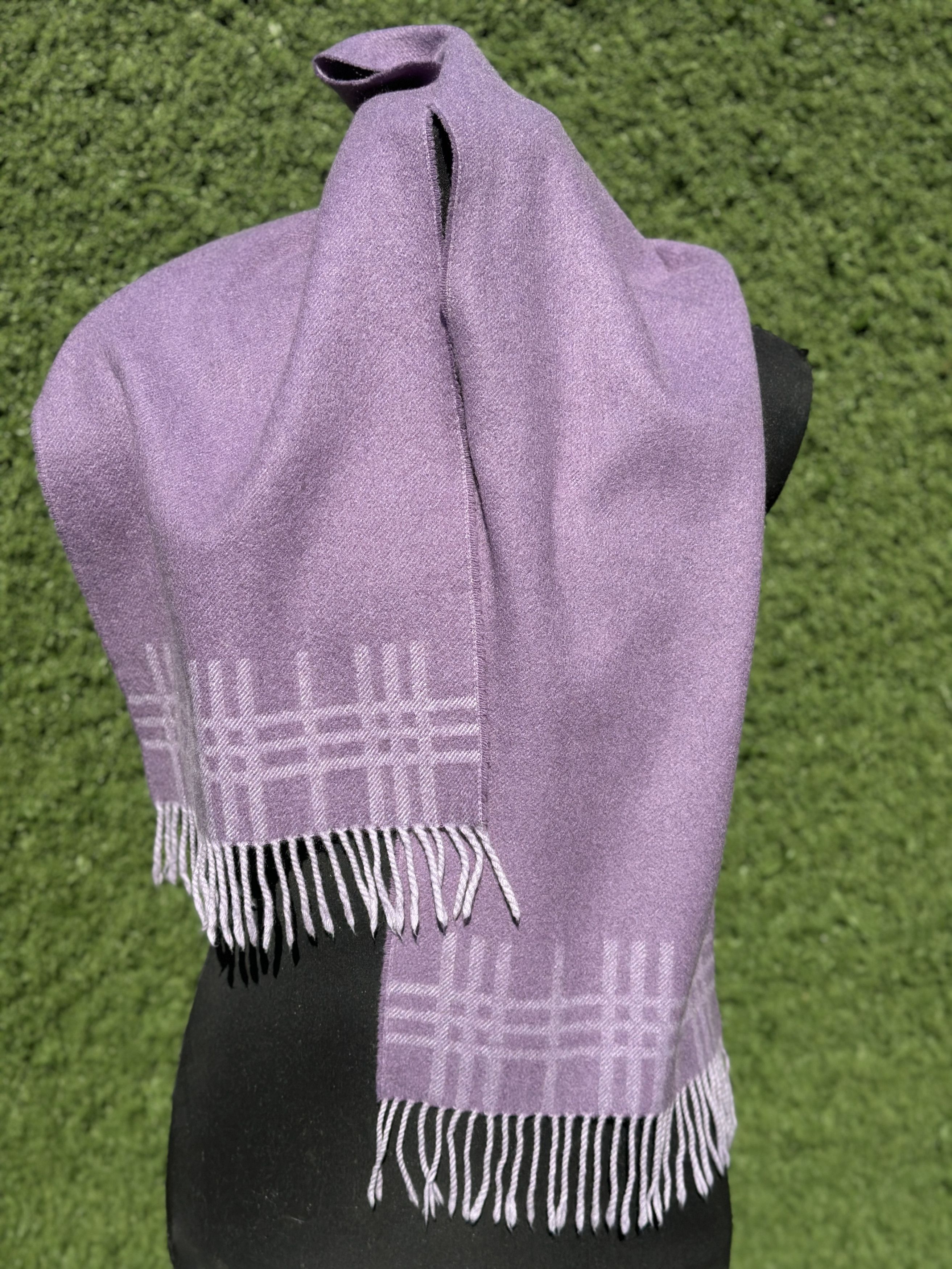 Burberry Burberry London 100% Cashmere Scarf Lilac England 130x30 Cm Size ONE SIZE - 6 Thumbnail