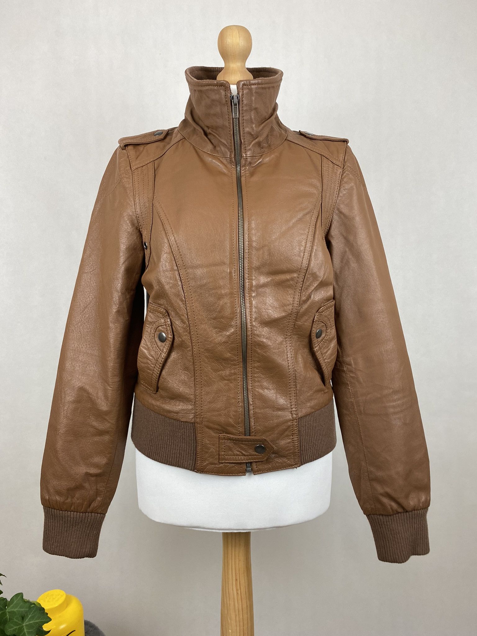 Genuine Leather × Vintage real leather jacket vintage vera pelle big collar zip Size M / US 6-8 / IT 42-44 - 3 Thumbnail