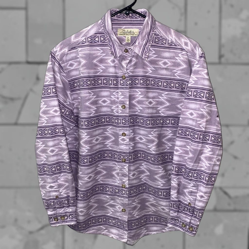 Vintage Cabela’s Shirt Women Purple Geometric Long Sleeve Button Front Size M Regular Size M / US 6-8 / IT 42-44 - 1 Thumbnail
