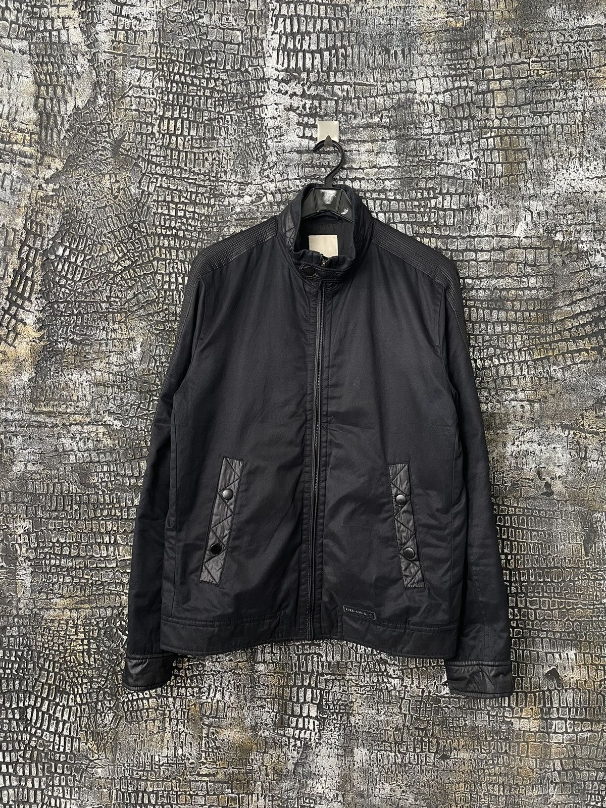【Diesel】 Diesel J-Beck Biker Jacket Black Men's Biker jacket in padded cotton with bands | Multicolor