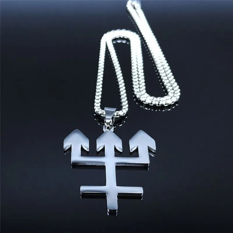 Jewelry Trident Inverted Cross Pendant Charms Necklace Emblem Size ONE SIZE - 3 Thumbnail