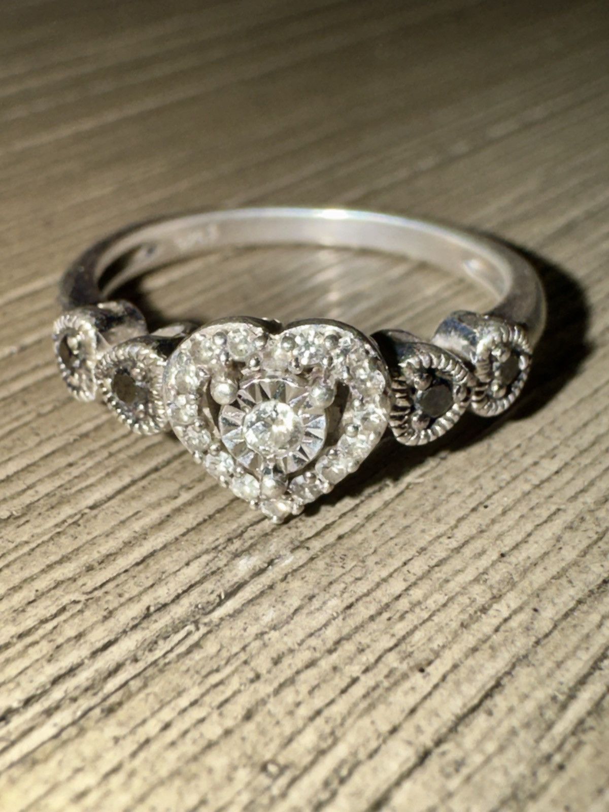 Other Black/White Diamonds 1/5 ct tw Promise Ring Sterling Silver Size ONE SIZE - 1 Thumbnail