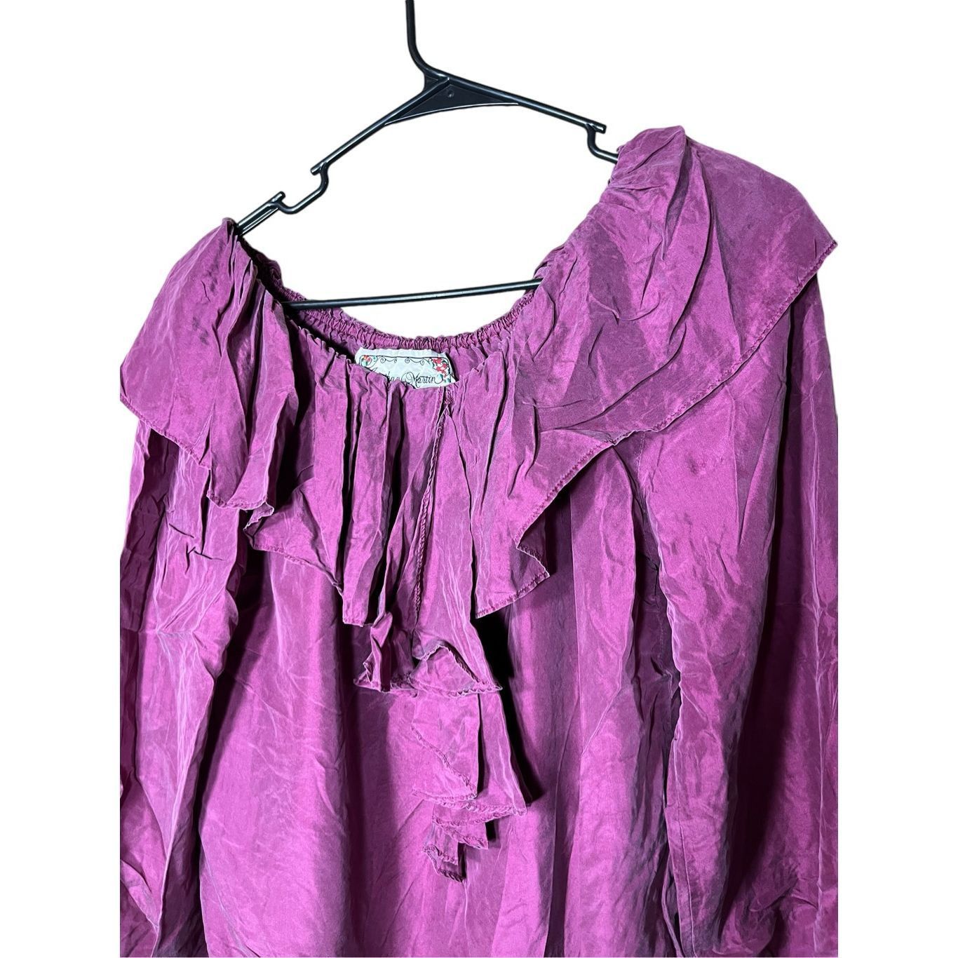 Other Vintage Jonathan Martin 100%Silk Purple Ruffle Top Blouse Wo Size M / US 6-8 / IT 42-44 - 2 Thumbnail