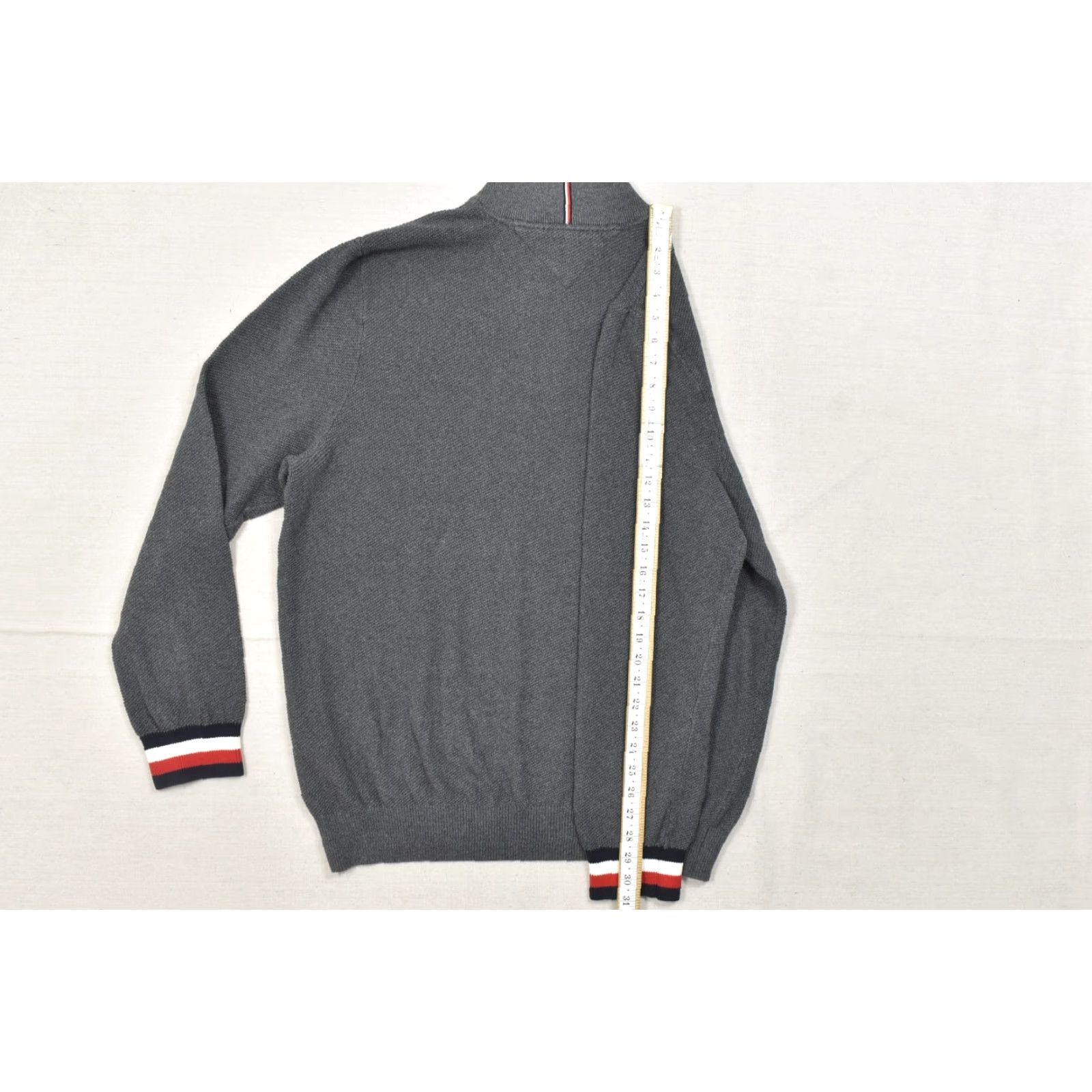 Tommy Hilfiger Tommy Hilfiger Men's XXL Gray Cotton Knit Pullover Sweater 1/4 Zip Flag Logo Rib Size US XXL / EU 58 / 5 - 5 Thumbnail