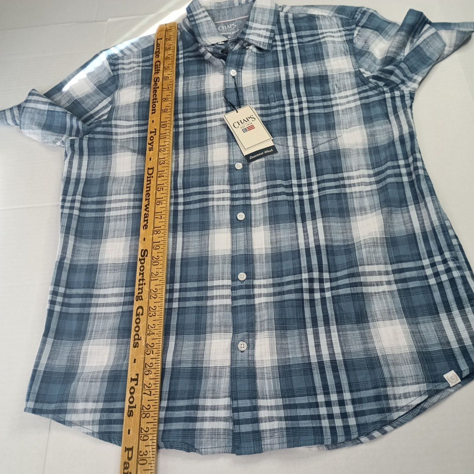 Chaps Chaps Seacoast Wash Chambray Woven Shirt Men's M Blue Plaid Size US M / EU 48-50 / 2 - 5 Thumbnail