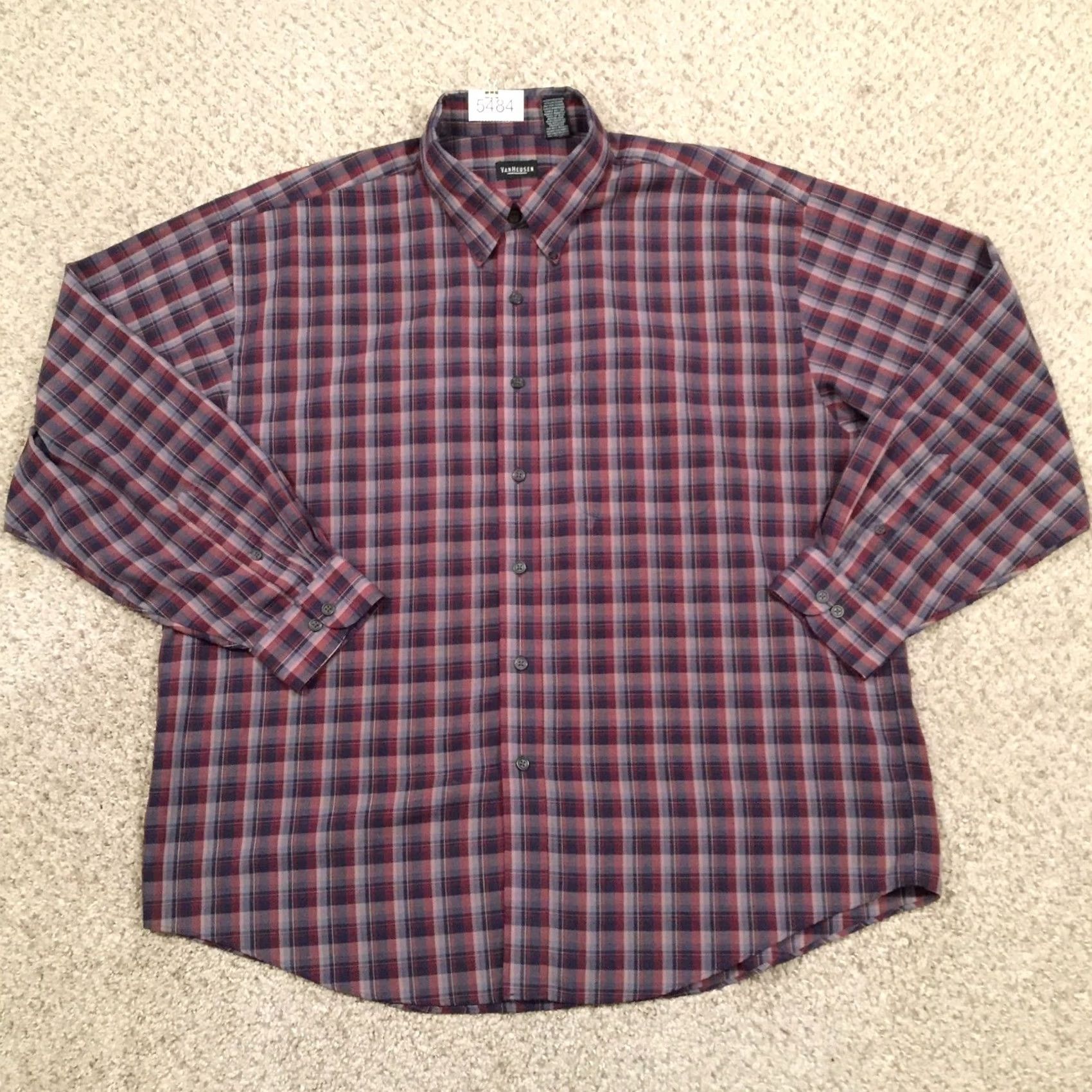 Van Heusen Van Heusen Shirt Mens XL Red Plaid Long Sleeve Button-Up Size US XL / EU 56 / 4 - 2 Thumbnail