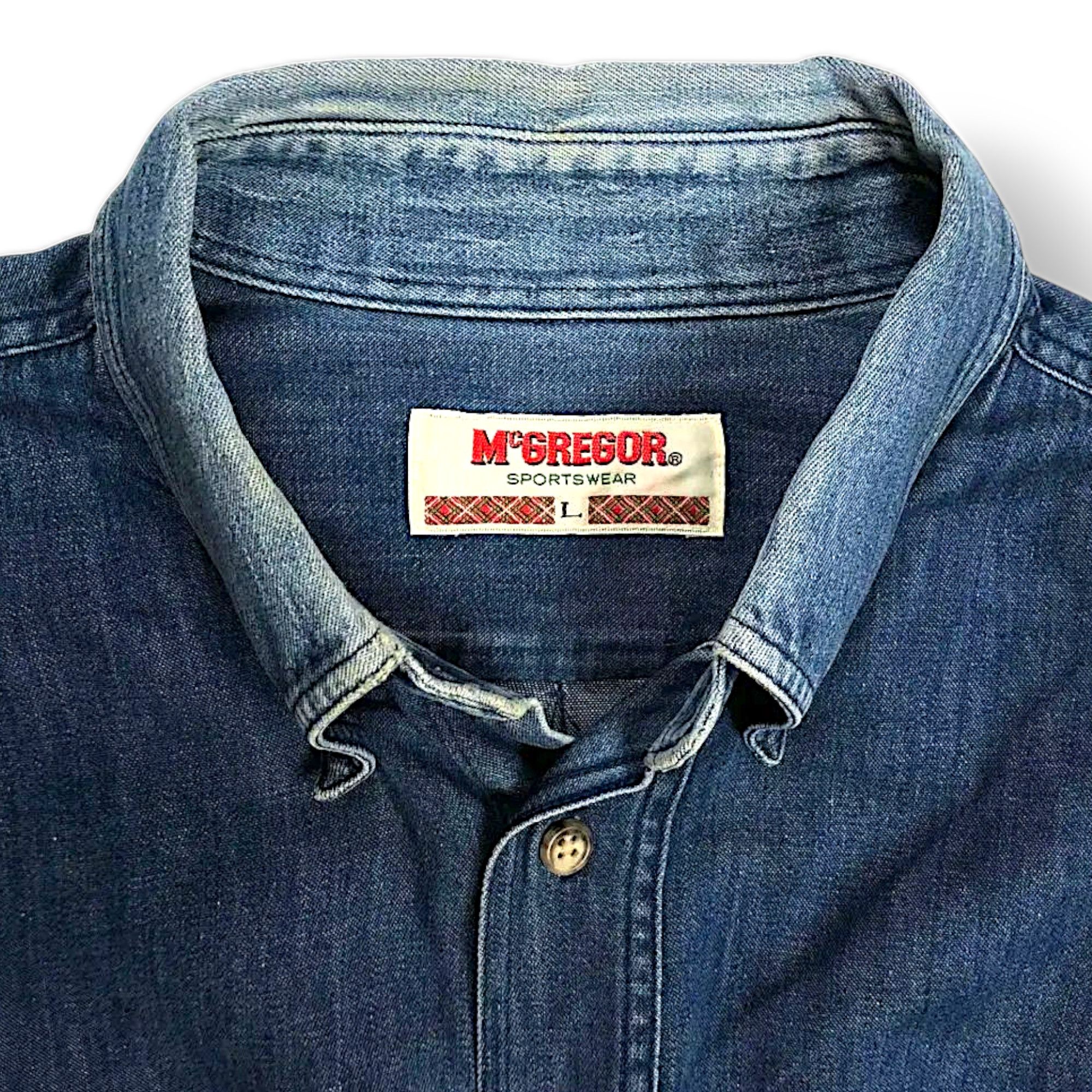 McGregor × Vintage Vintage 90s McGregor Denim Shirts Prison uniform no 8 Size US L / EU 52-54 / 3 - 3 Thumbnail
