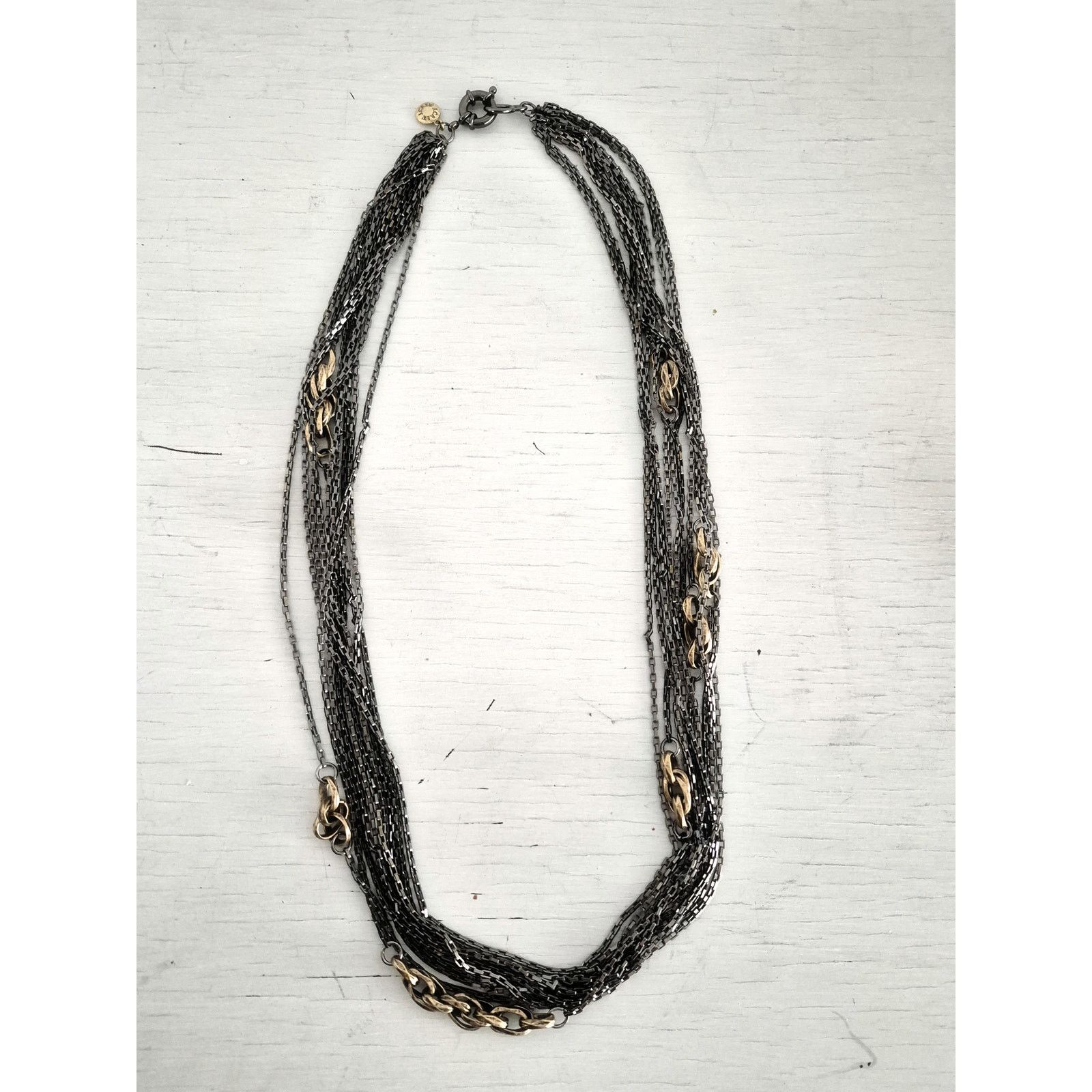 J.Crew J. Crew Charcoal and Brass Multi-strand Chain Necklace Size ONE SIZE - 1 Thumbnail