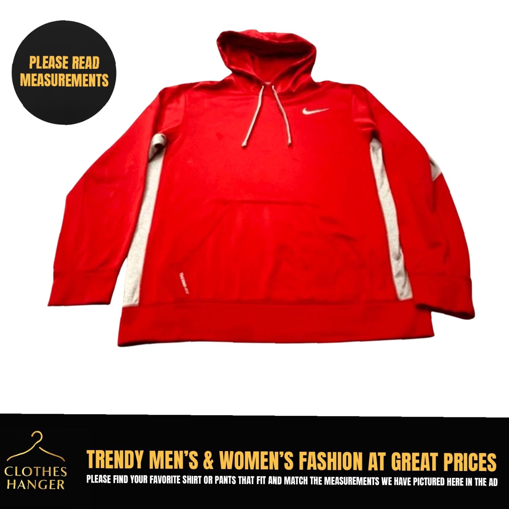Nike Nike Hoodie Mens Large Red Gray Trim Therma-FIT KO 2.0 Fleece Sweatshirt Size US L / EU 52-54 / 3 - 2 Thumbnail