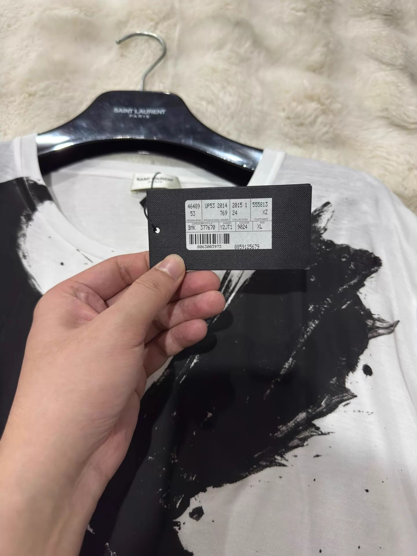 Saint Laurent Paris SLP Oversized White Short Sleeve T-Shirt Men's XL Size US XL / EU 56 / 4 - 3 Thumbnail