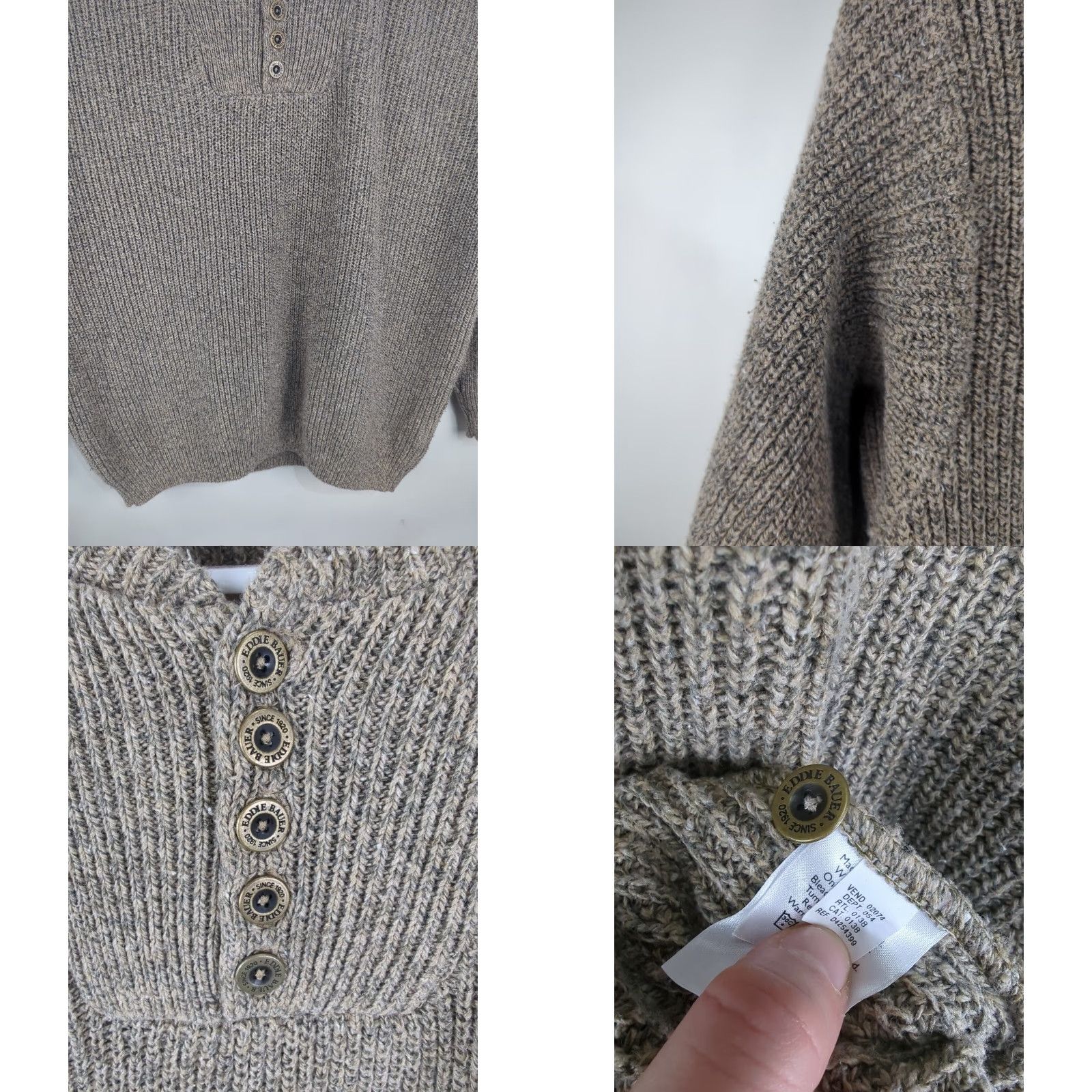 Eddie Bauer VINTAGE Eddie Bauer Sweater Mens XL Henley Knit Made USA 90s Earth Tones Button Beige Mens Size US XL / EU 56 / 4 - 8 Thumbnail