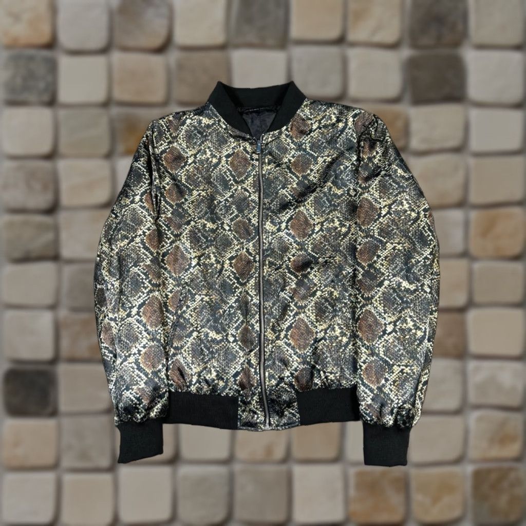 Zara Zara Jacket Womens XL Black Satin Bomber Full Zip Satin Polyester Animal Print Casual Size XL / US 12-14 / IT 48-50 - 1 Thumbnail