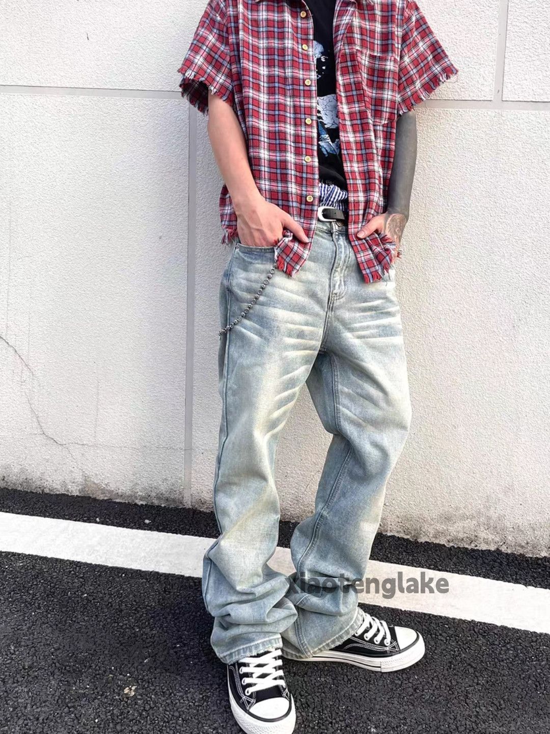Jean Unisex washed faded utility punk hiphop yuppie pants Size US 30 / EU 46 - 5 Thumbnail
