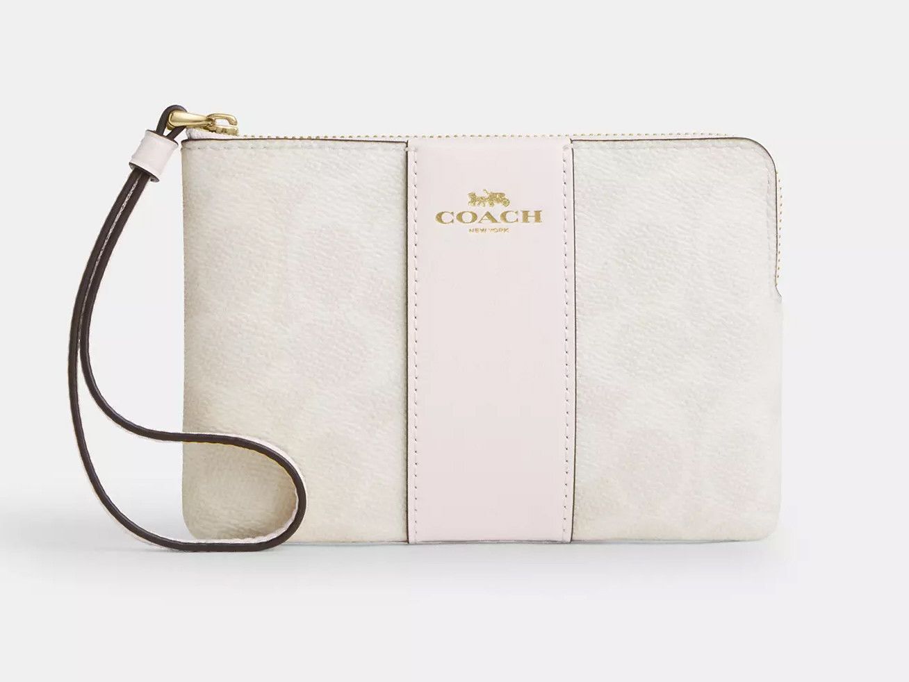 Coach Corner Zip Wristlet In Signature Canvas With Stripe CW854 Size ONE SIZE - 4 Thumbnail
