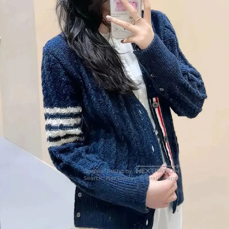 Thom Browne Thom Browne Blue Cotton Women's Cardigan . Size M / US 6-8 / IT 42-44 - 6 Thumbnail
