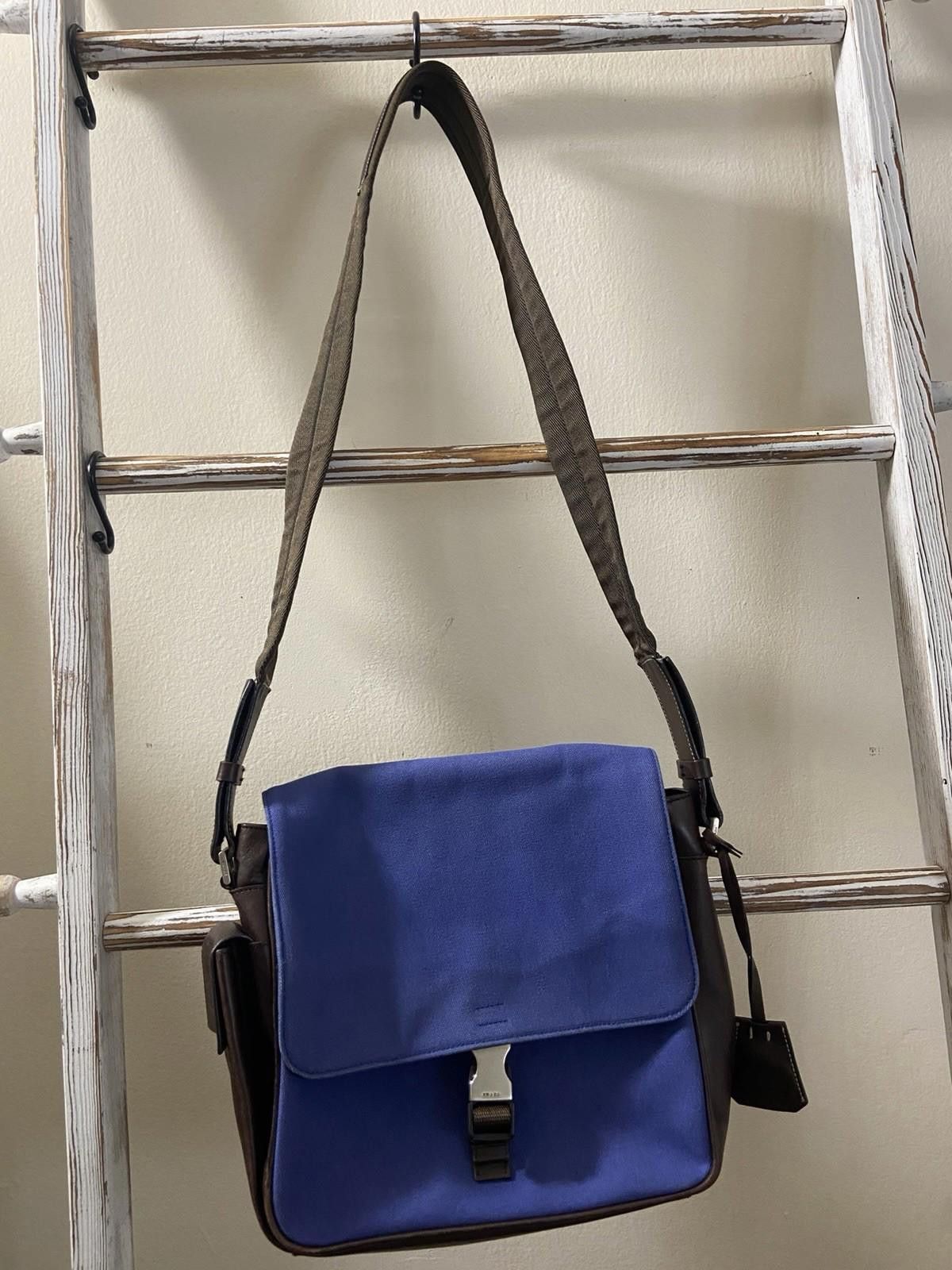 Prada Prada Blue Canvas Leather BuckleFlap Crossbody Messenger Bag Size ONE SIZE - 1 Thumbnail