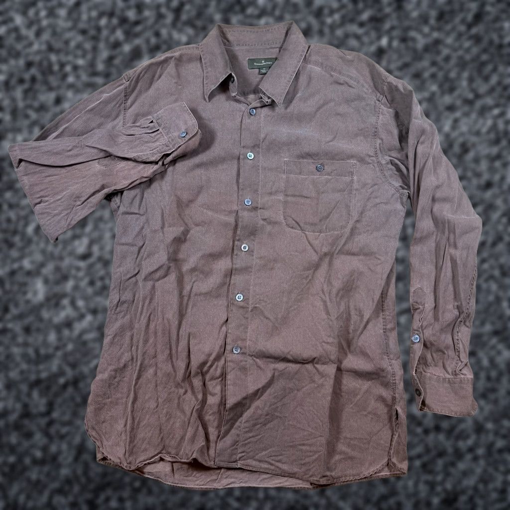 Ermenegildo Zegna VINTAGE Ermenegildo Zegna Button-Up Shirt Mens XL Spread Collar Burnt Brown Italy Made Size US XL / EU 56 / 4 - 1 Thumbnail