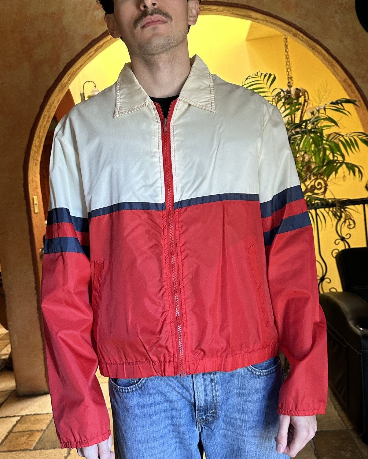 Vintage 📌 vintage 1980s Sigallo striped windbreaker jacket Size US L / EU 52-54 / 3 - 6 Thumbnail