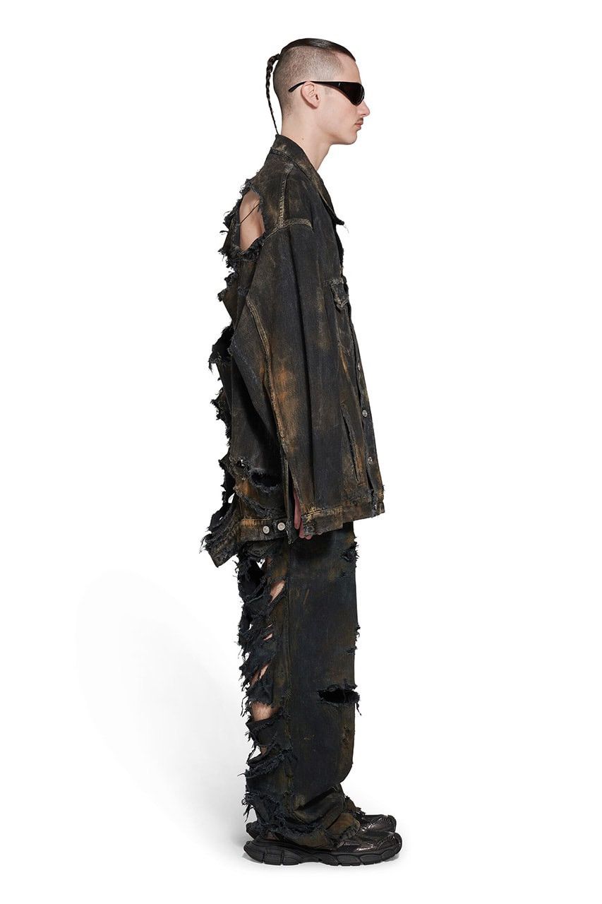 Balenciaga Balenciaga Destroyed Denim Pants 'Flat Black' Size US 34 / EU 50 - 9 Thumbnail