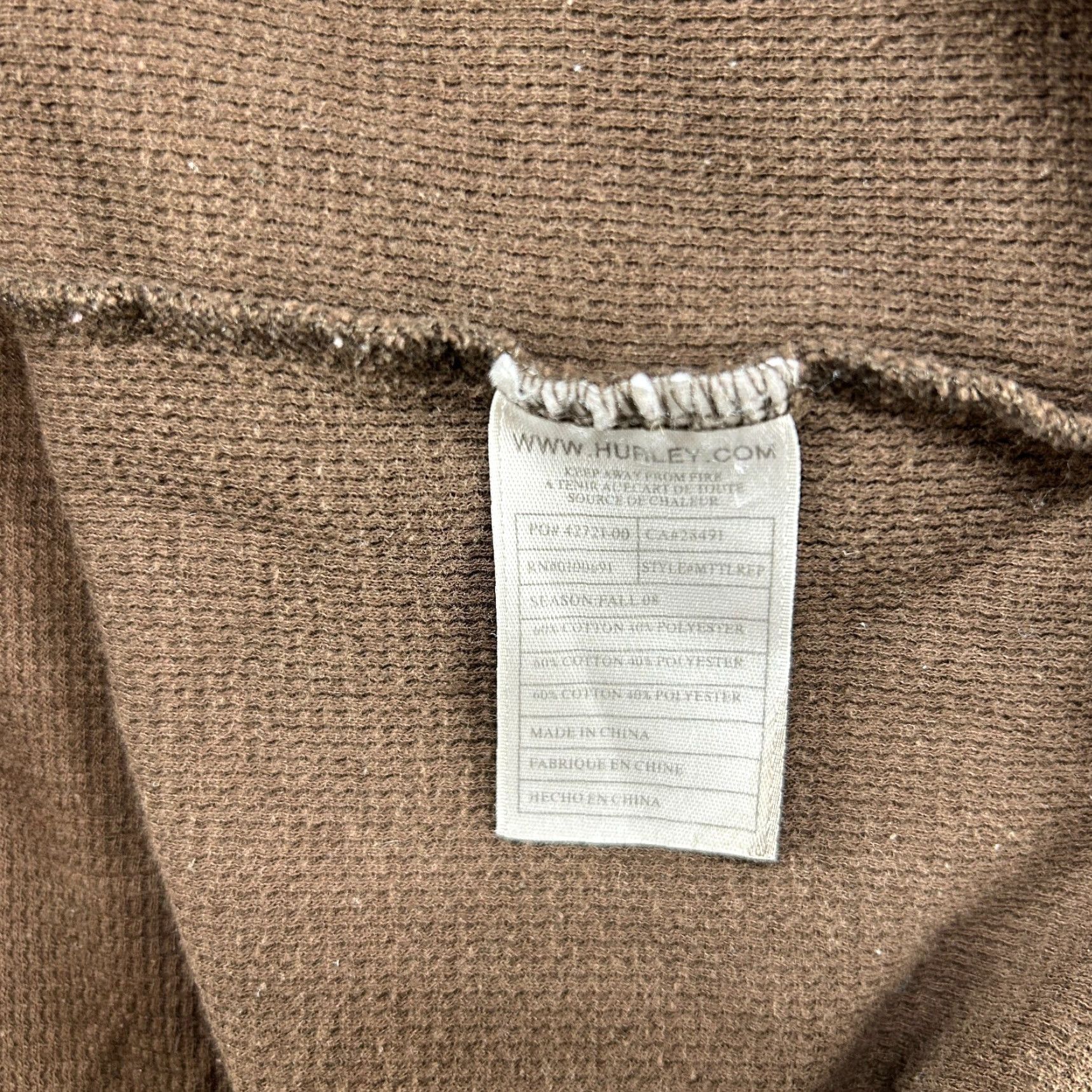 Hurley VINTAGE Hurley Shirt Mens L Brown Long Sleeve Thermal Waffle Knit Cotton Y2K Size US L / EU 52-54 / 3 - 5 Thumbnail