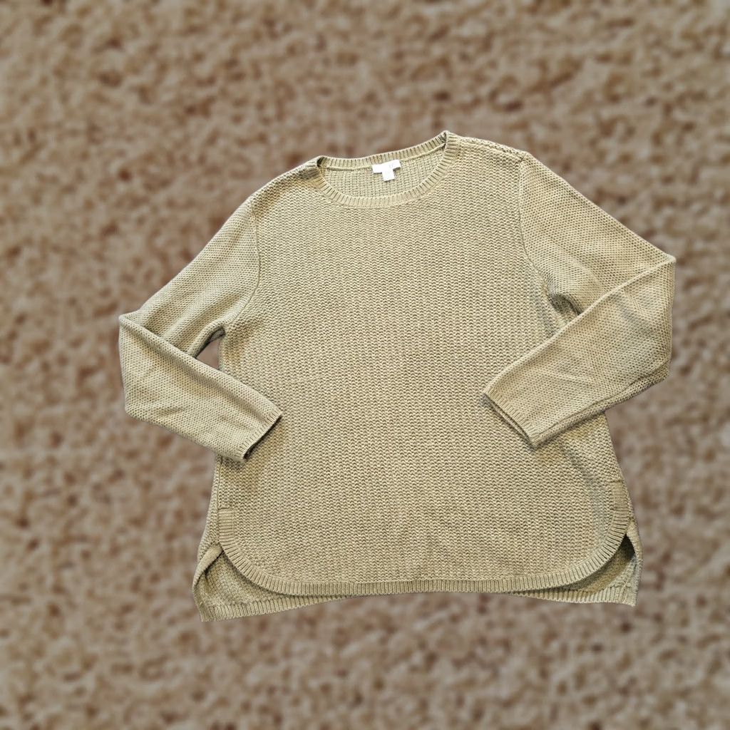J. Jill J. Jill Sweater Women Size PM Petite Green Chunky-Knit Crew Neck Basic Casual Pullover Knit Winter Fall Spring Regular Sab? Size M / US 6-8 / IT 42-44 - 1 Thumbnail
