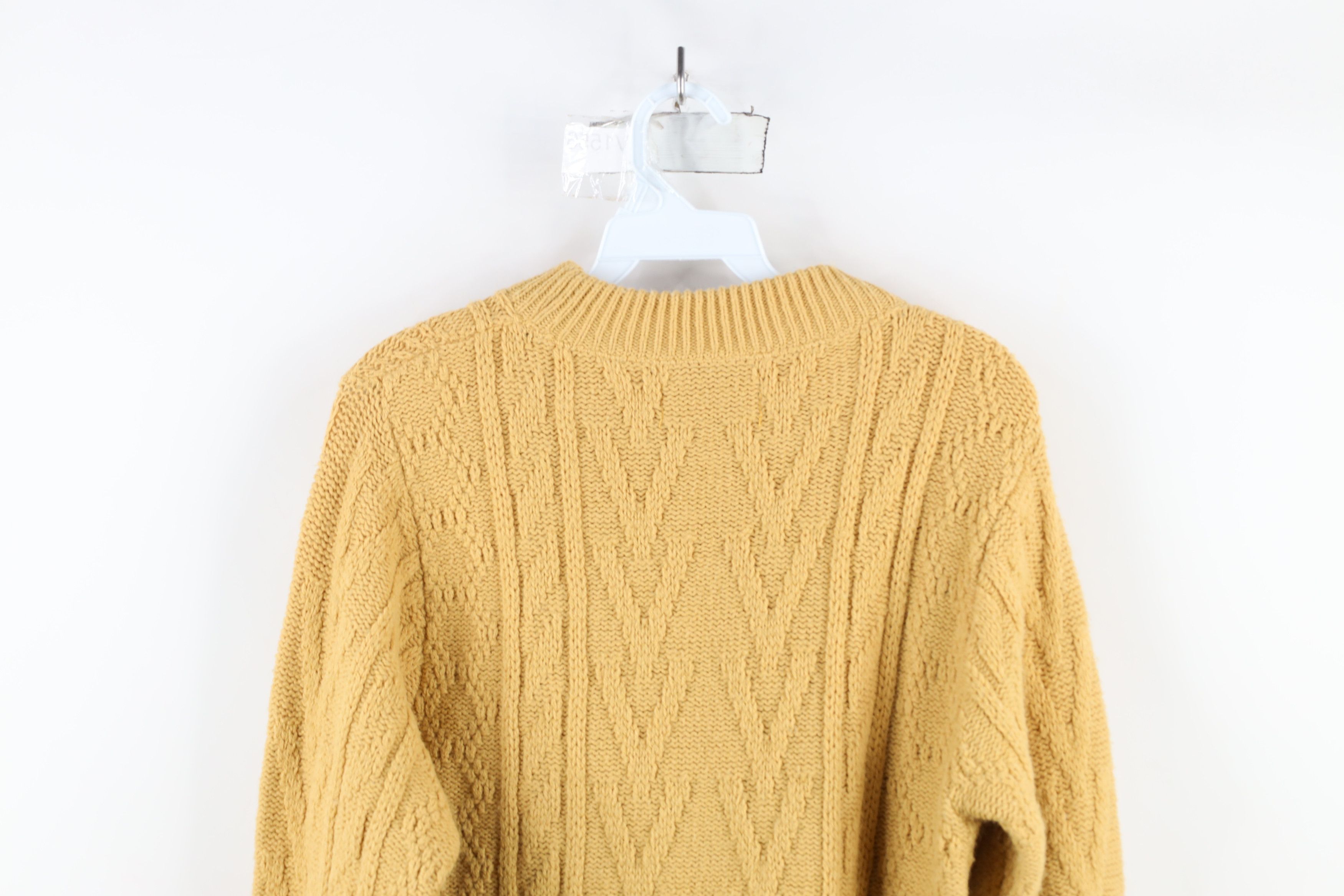 Vintage Vintage 70s Streetwear Textured Knit Crewneck Sweater Gold Size US S / EU 44-46 / 1 - 11 Thumbnail