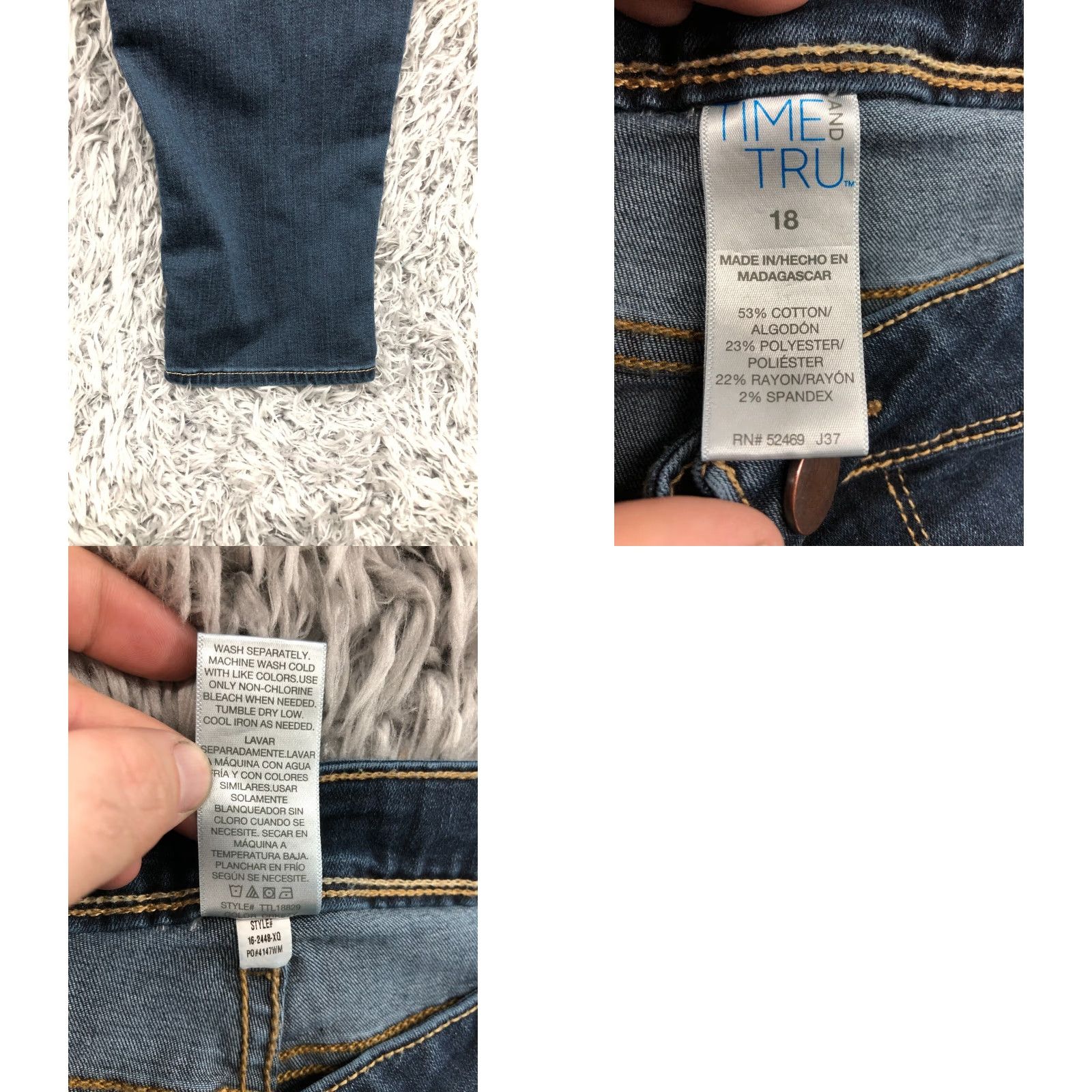 Vintage Time & TRU Jeans Skinny Womens Plus 18 Medium Wash Blue Denim 5-Pocket Regular Rise Jeans Time And Tru Womens Plus Size 18 Blue Size 40" / US 18 - 8 Thumbnail