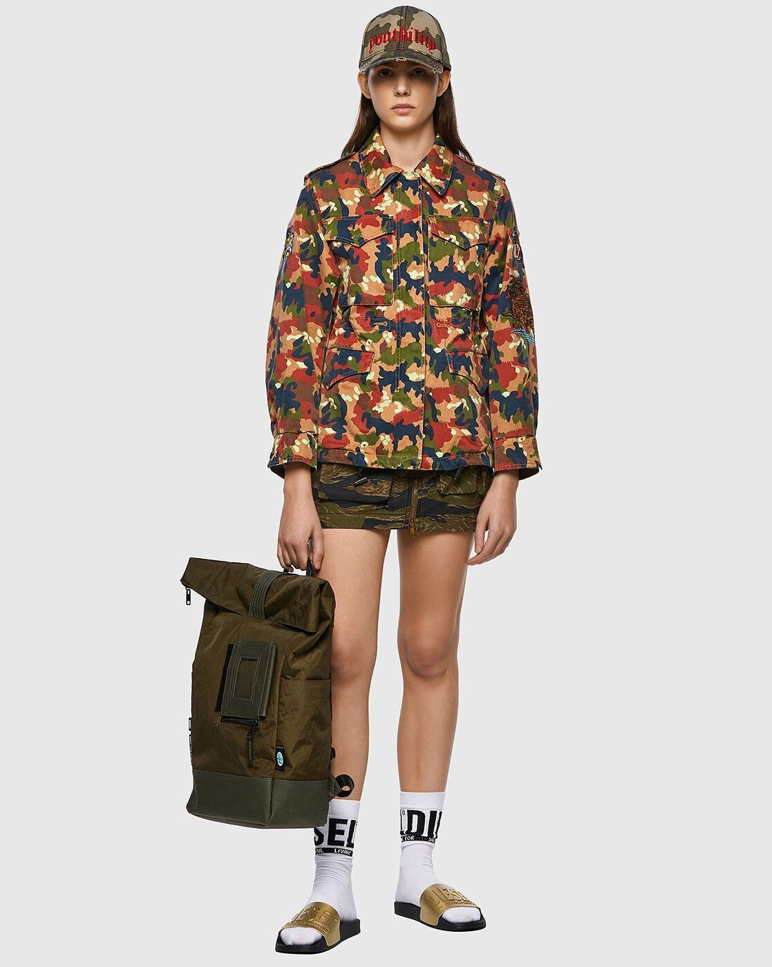 Diesel Diesel Camouflage G-CLAUDIA-CMF Utility Military Jacket Size XS / US 0-2 / IT 36-38 - 3 Thumbnail