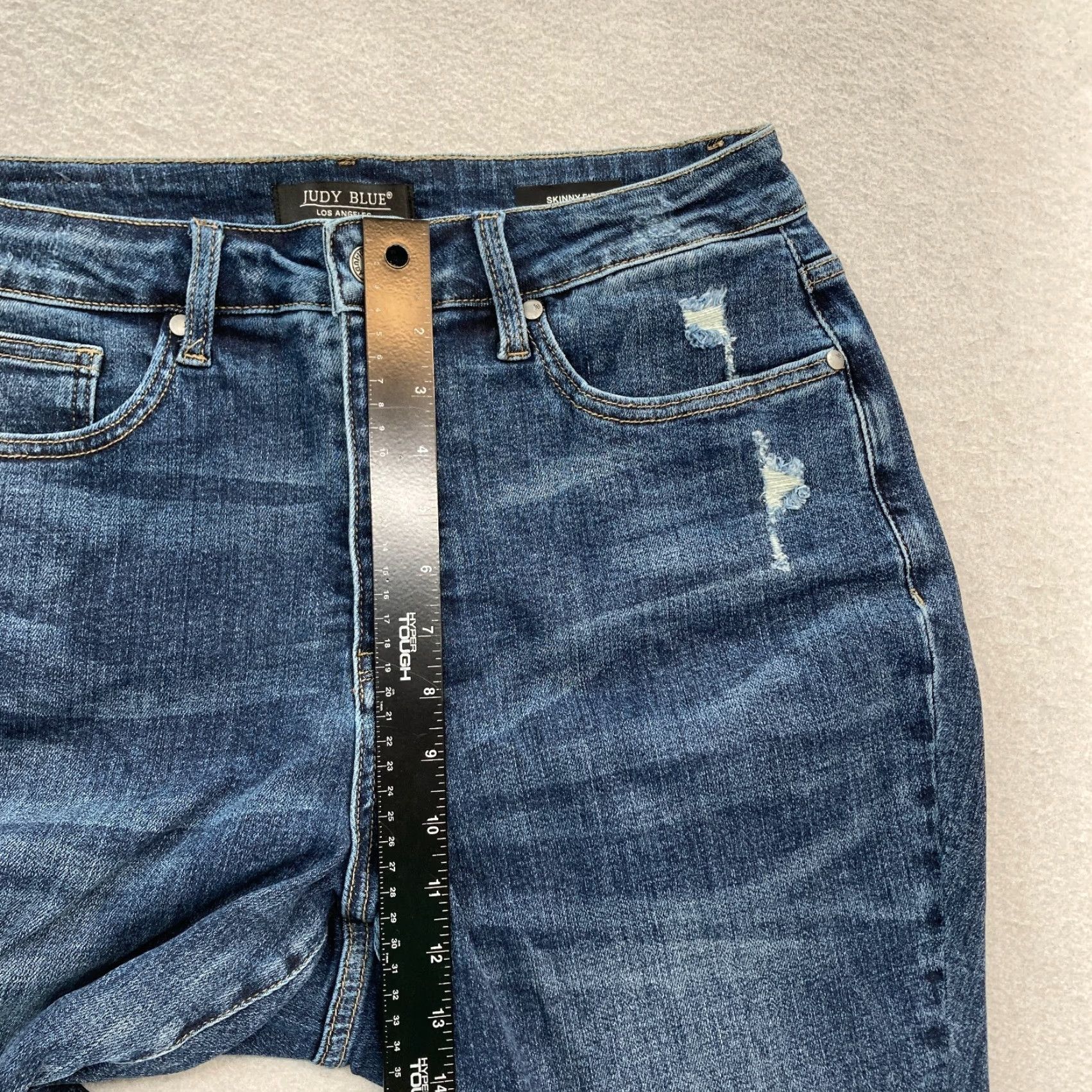 Denime Judy Blue Jeans Women's 16W Skinny Fit Dark Wash Blue Stretch Denim Distressed Jeans Size 25" / US 0 / IT 36 - 7 Thumbnail