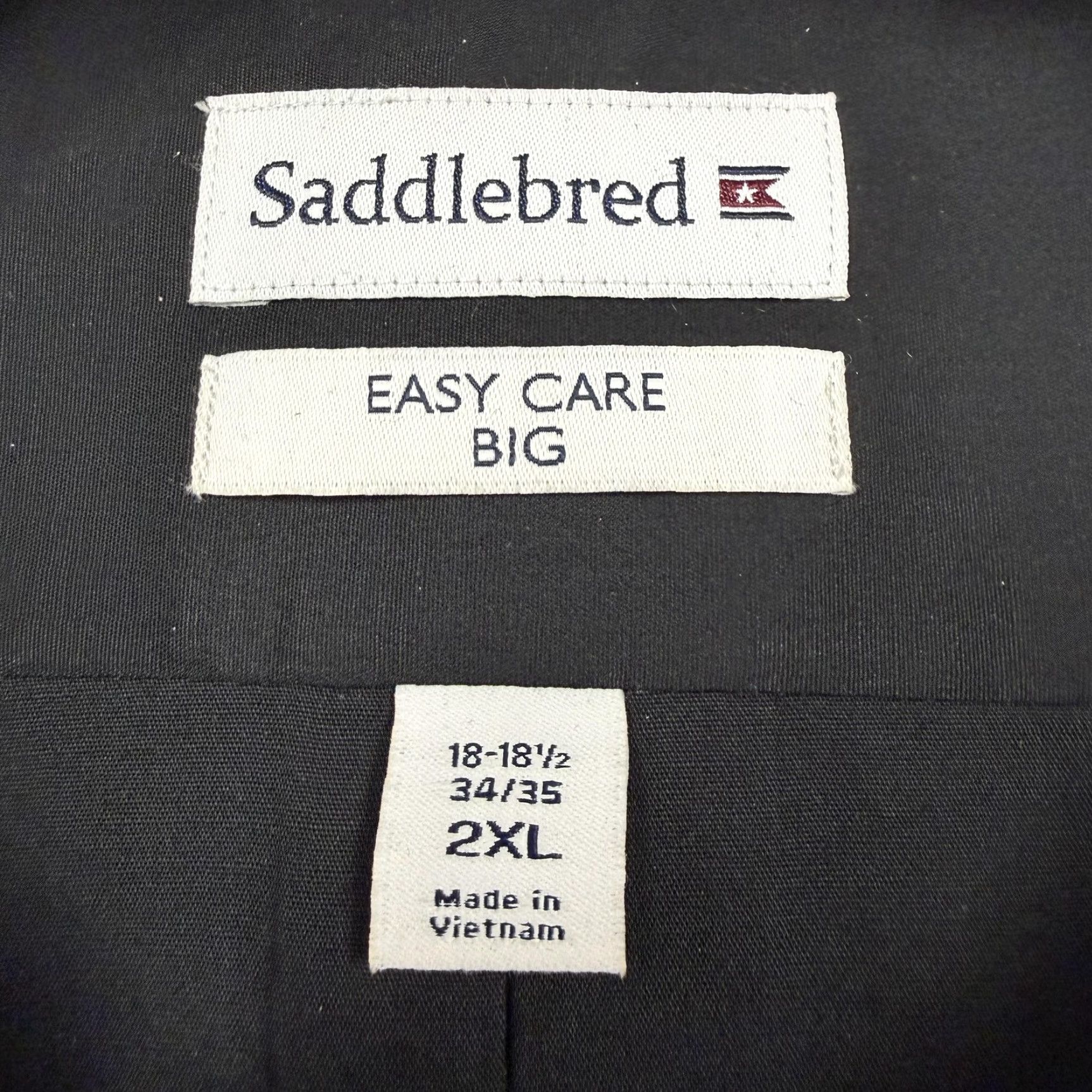 Vintage Saddlebred Dress Shirt Mens 2XL Black 18 Collar Stretch Easy Care Dress Shirt Big & Tall Men Size 48R - 3 Thumbnail