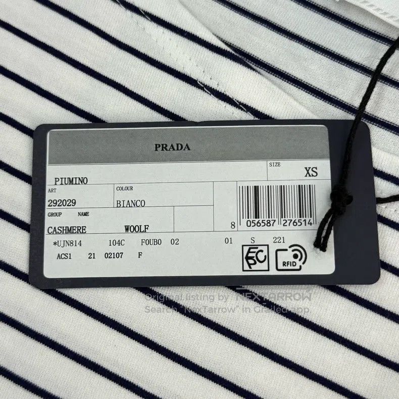 Prada Prada White striped patch letter triangle label short slee Size US XS / EU 42 / 0 - 9 Thumbnail
