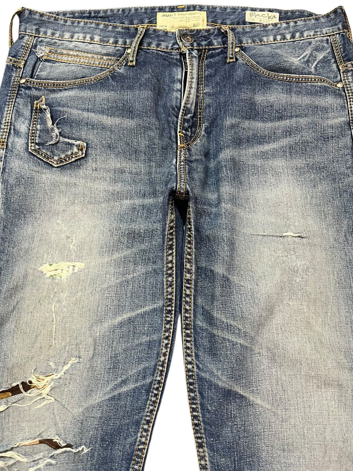 Jimmy Taverniti Vintage Jimmy Taverniti Curve Leg Distressed Denim Size US 33 - 2 Thumbnail