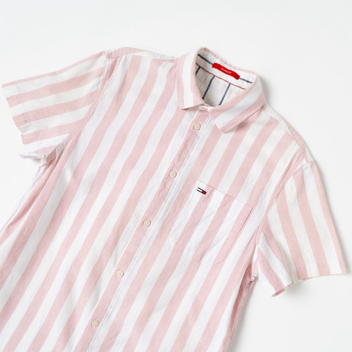 Tommy Hilfiger Tommy Hilfiger Mens Striped Shirt Cotton Linen Button Up Size US M / EU 48-50 / 2 - 3 Thumbnail