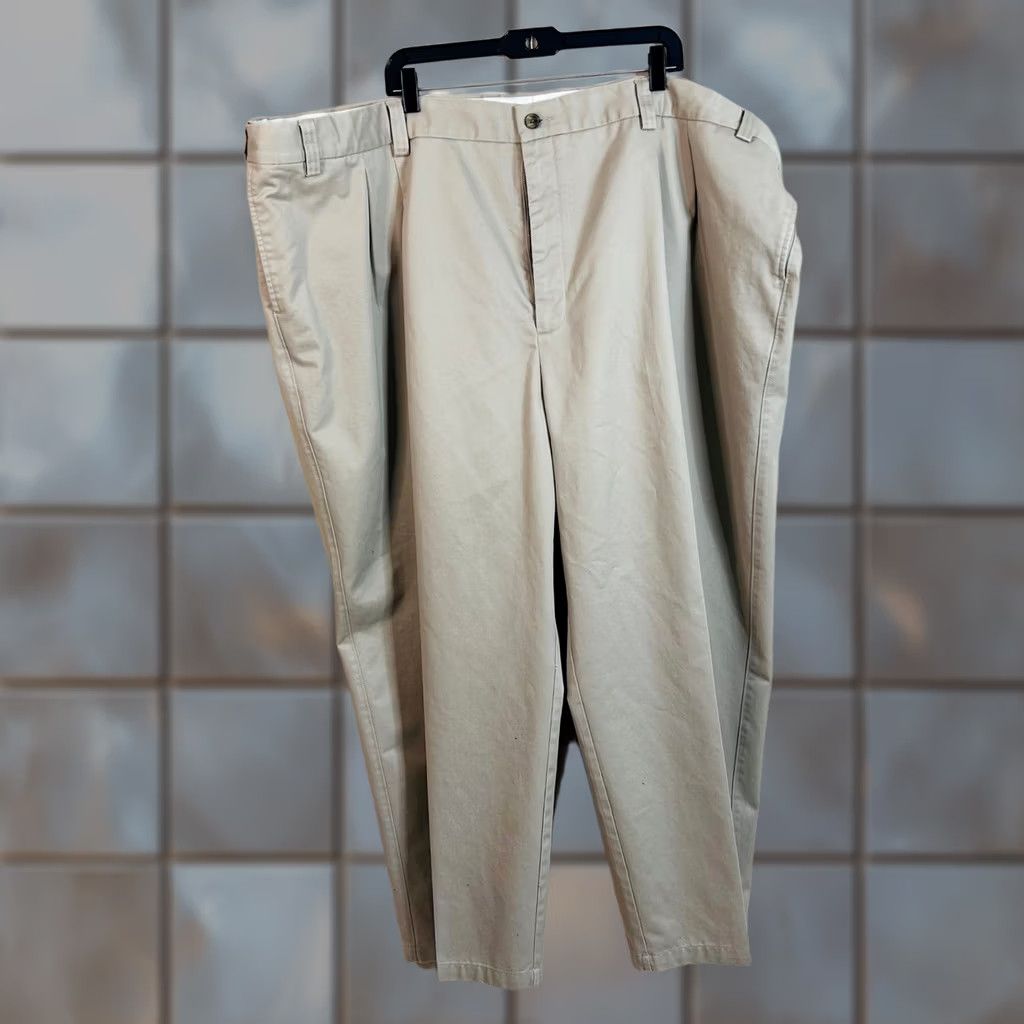 Vintage Oak Hill Mens Chino Pants Khaki Ivory Pleated 60x30 Classic Fit 100% Cotton Size US 44 / EU 60 - 1 Thumbnail