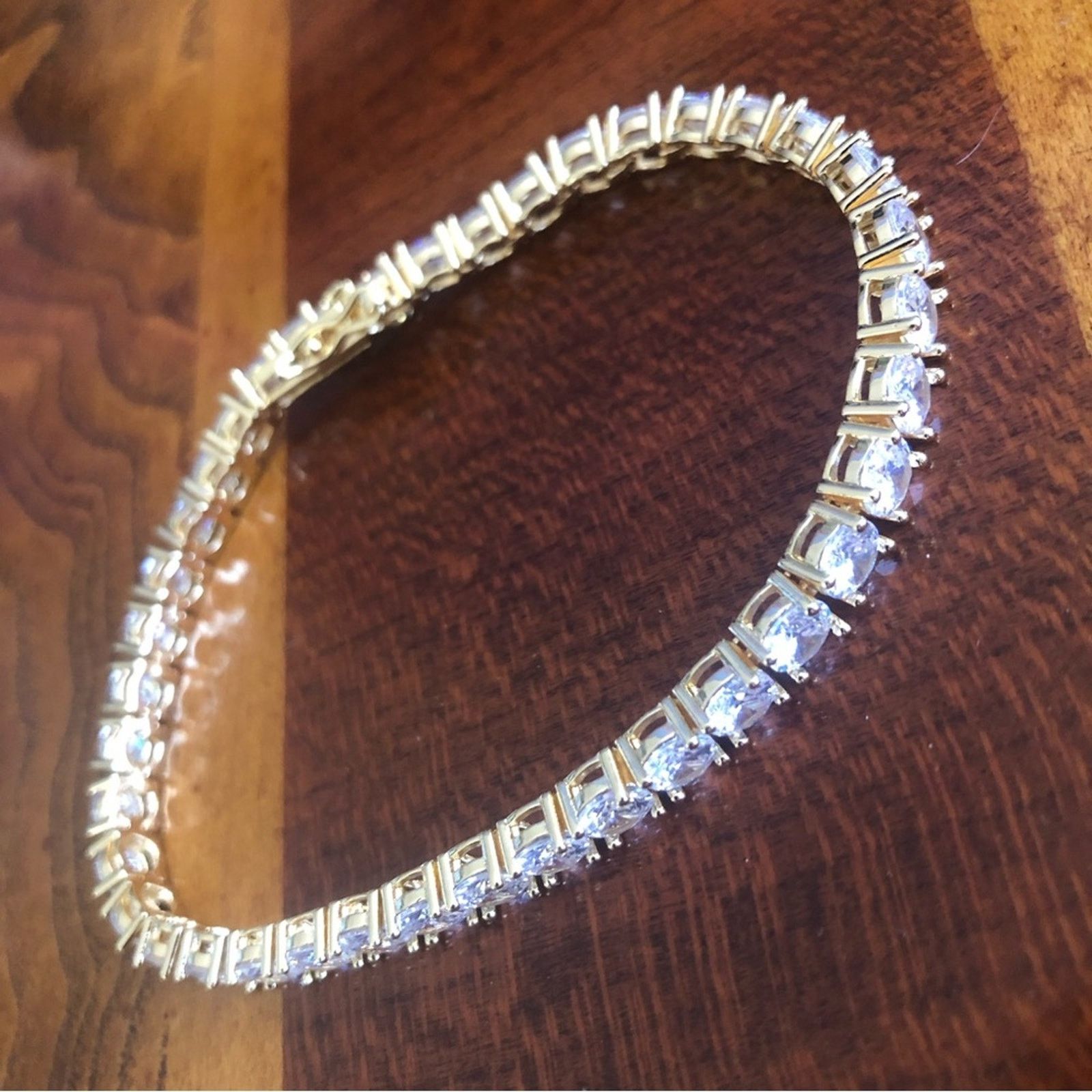 Jewelry Men’s 5mm round cubic zirconia 14k GP bracelet 7” Size ONE SIZE - 8 Thumbnail