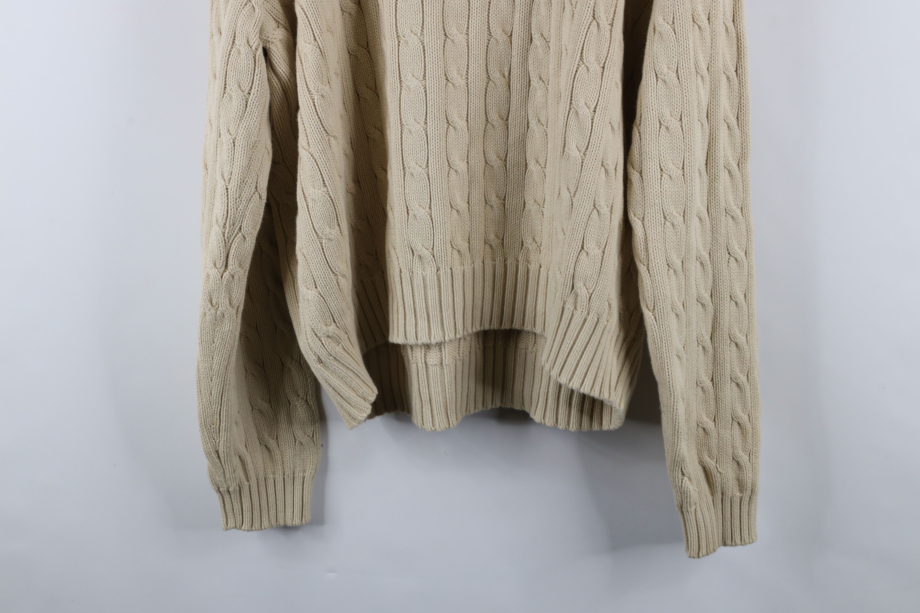 Ralph Lauren × Vintage Vintage 90s Ralph Lauren Chunky Cotton Cable Knit Sweater Size US XXL / EU 58 / 5 - 12 Thumbnail