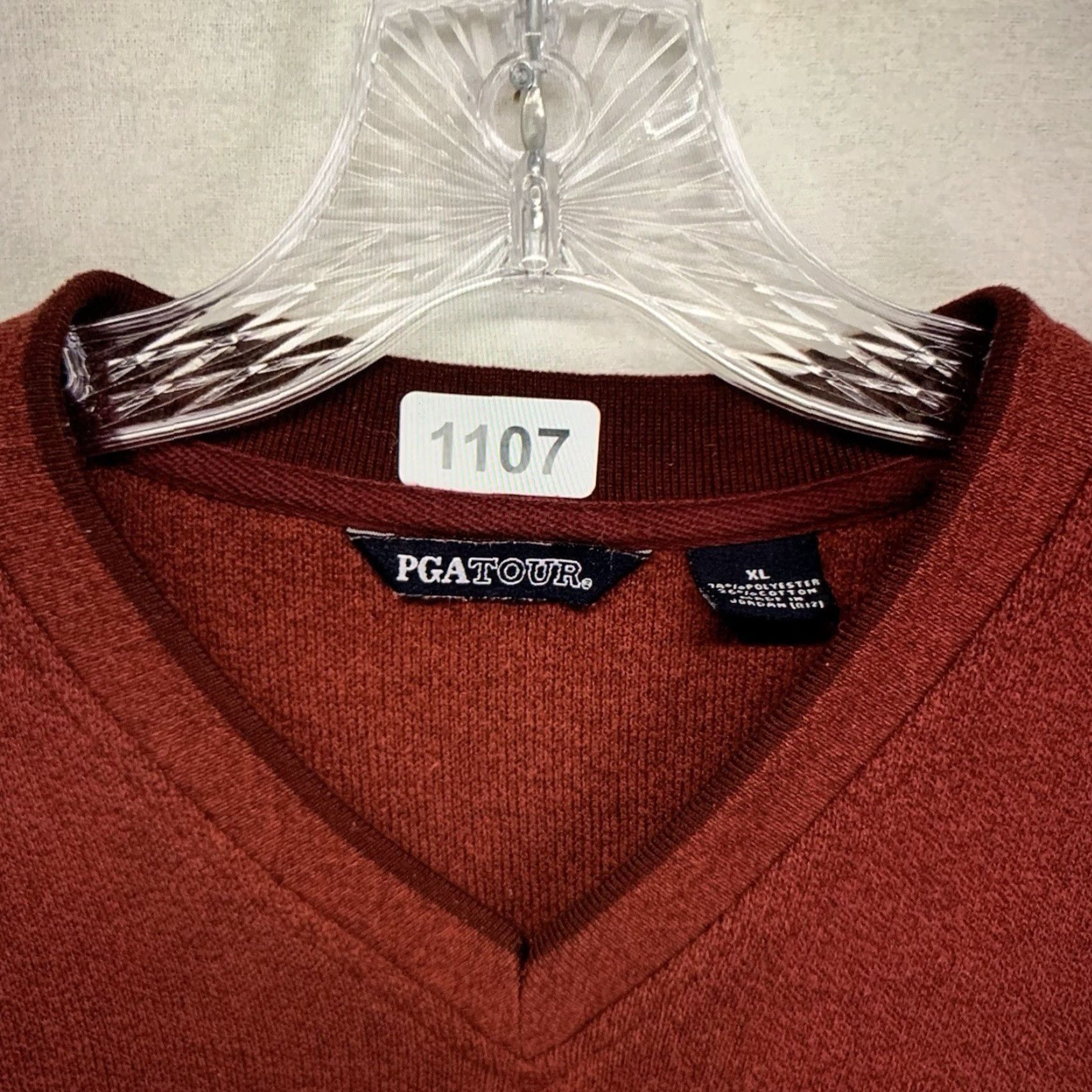 PGA Tour PGA TOUR Men’s Pullover Sweatshirt Red XL V Neck Embroidered Logo Golf Pockets Size US XL / EU 56 / 4 - 5 Thumbnail