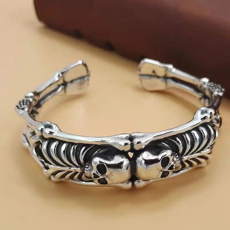 Jewelry × Vintage Gothic Skull Open Bracelet Size ONE SIZE - 3 Thumbnail