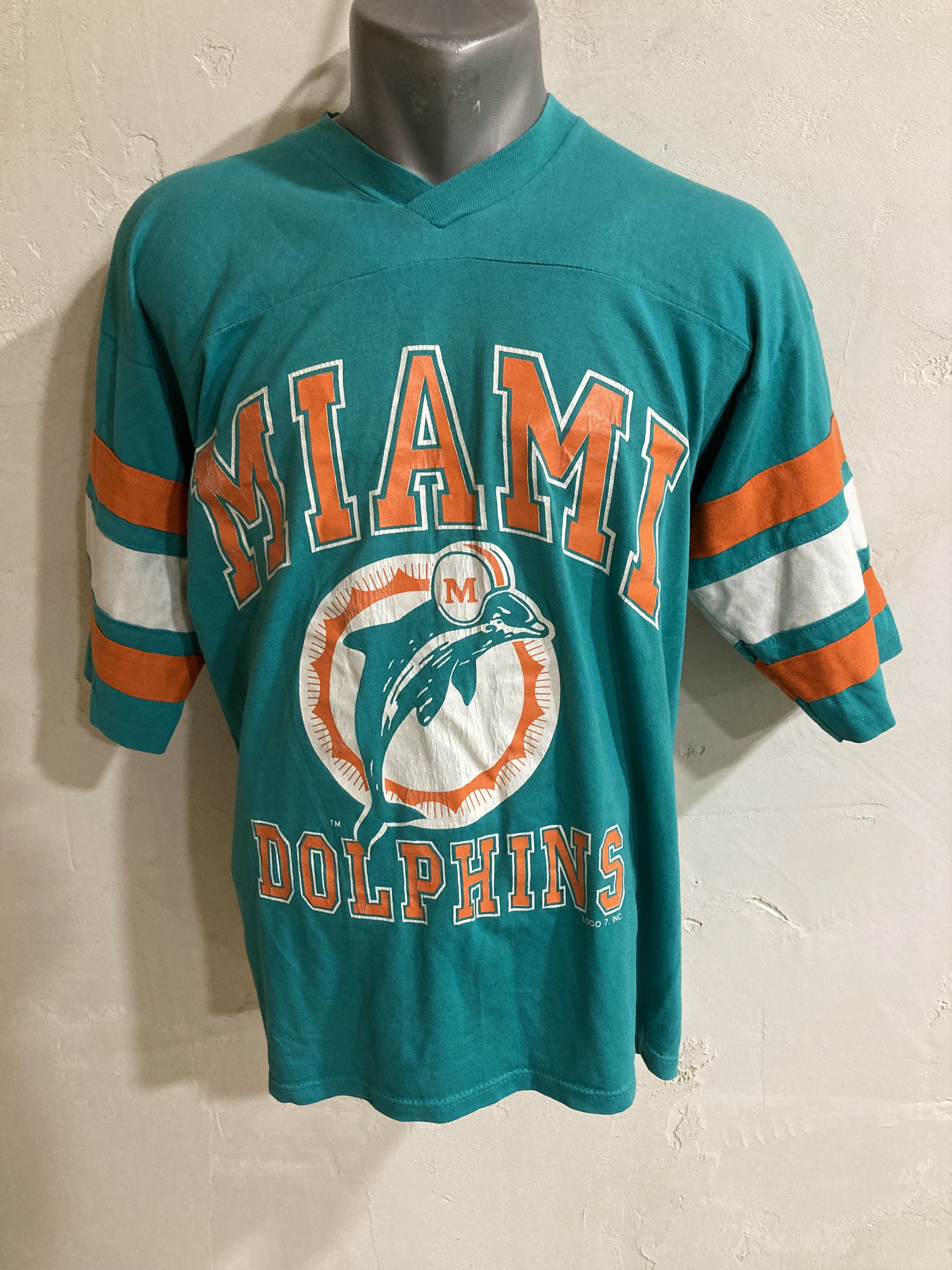 Logo 7 VTG 80s Logo7 Miami Dolphins Shirt 3/4 Sleeve Single Stitch Size US L / EU 52-54 / 3 - 1 Thumbnail