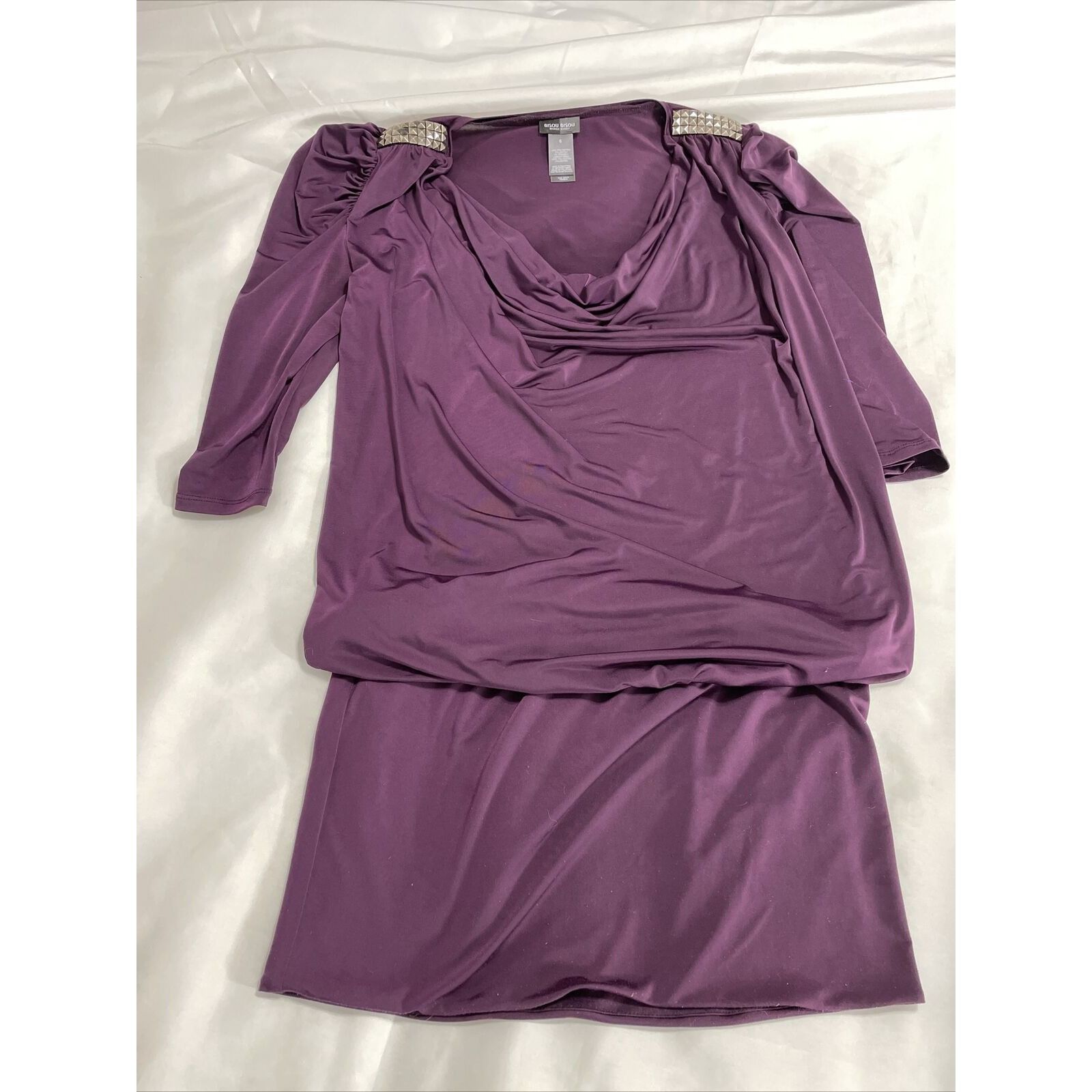 Other Bisou Bisou Plum Women's Stretch Mini Dress With Ruche And S Size M / US 6-8 / IT 42-44 - 3 Thumbnail