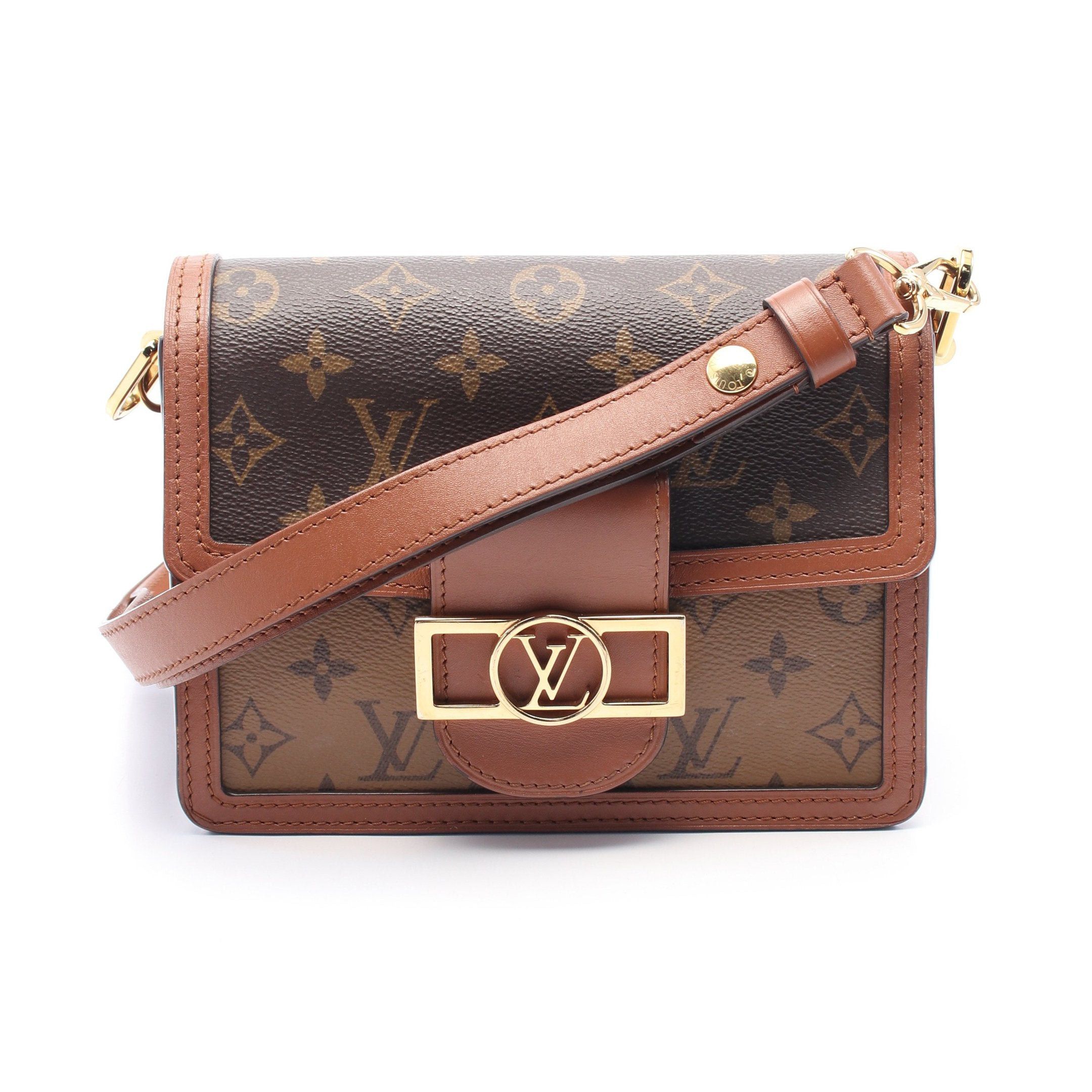 Louis Vuitton Louis Vuitton Dauphine Mini Monogram Reverse Shoulder Bag Leather Brown Beige Size ONE SIZE - 1 Thumbnail