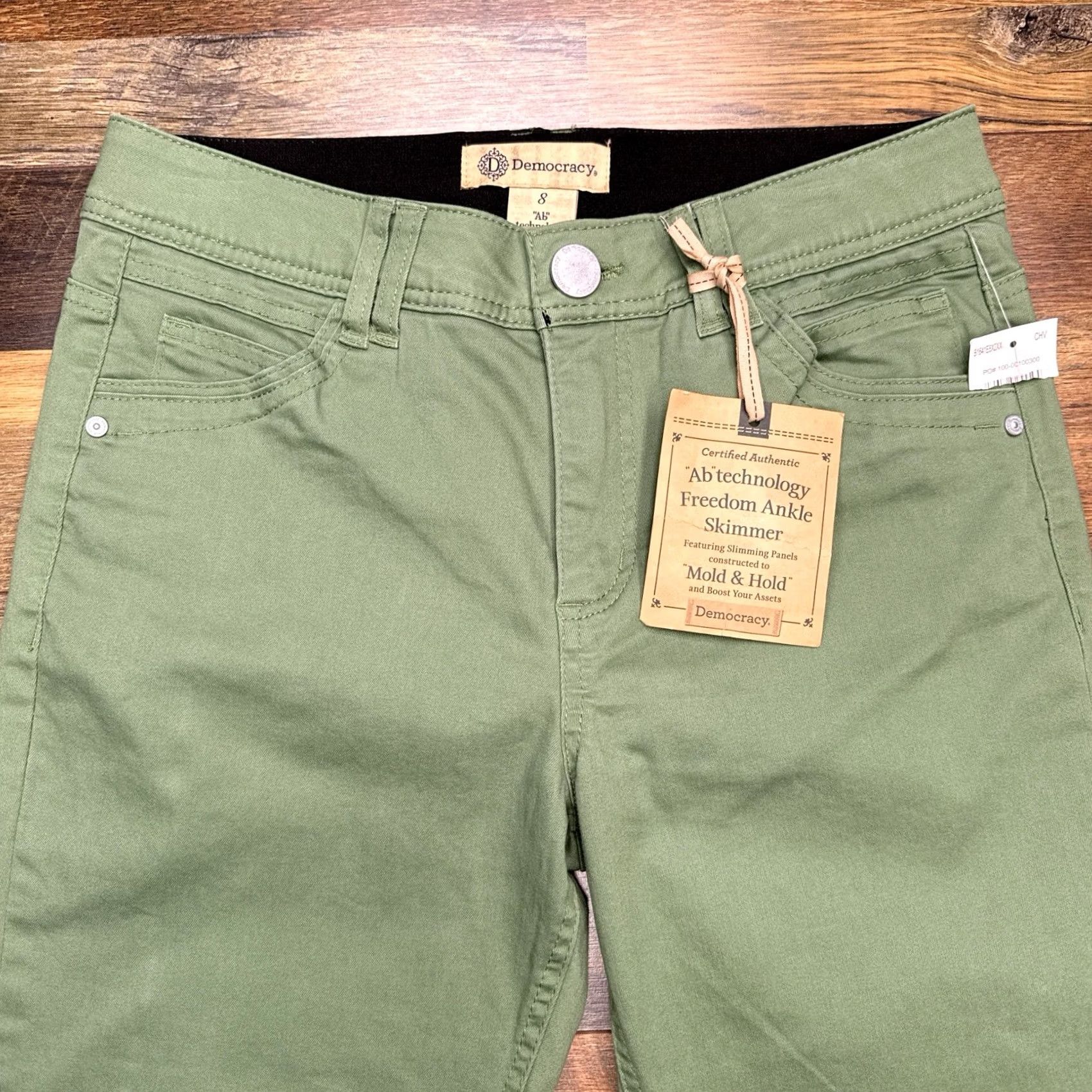 Vintage Democracy Ankle Skimmer Jeans Women 8 Green Slim 5-Pocket Denim Medium Wash Belt Loops Modern VINTAGE? Size 30" / US 8 / IT 44 - 2 Thumbnail