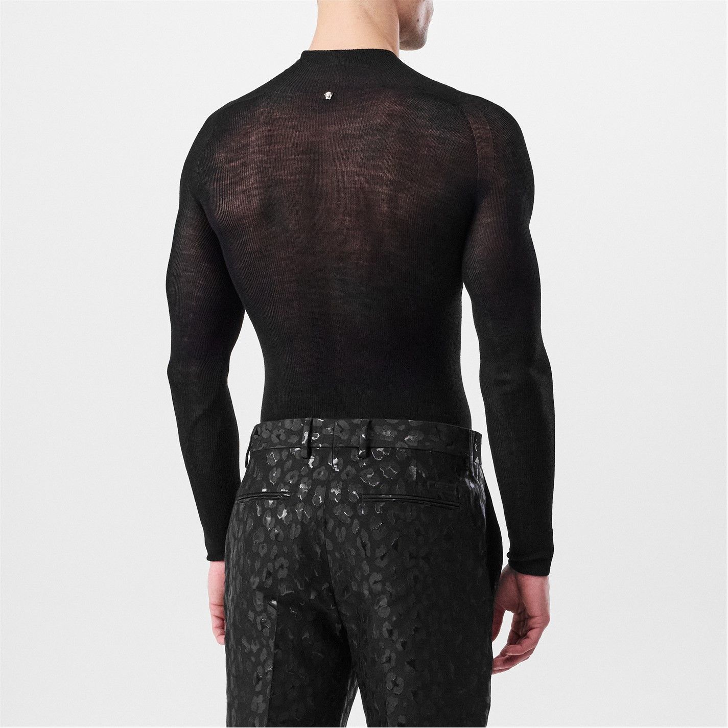 Versace o1g2r1mq0526 Virgin Wool Jumper in Black Size US XL / EU 56 / 4 - 4 Thumbnail