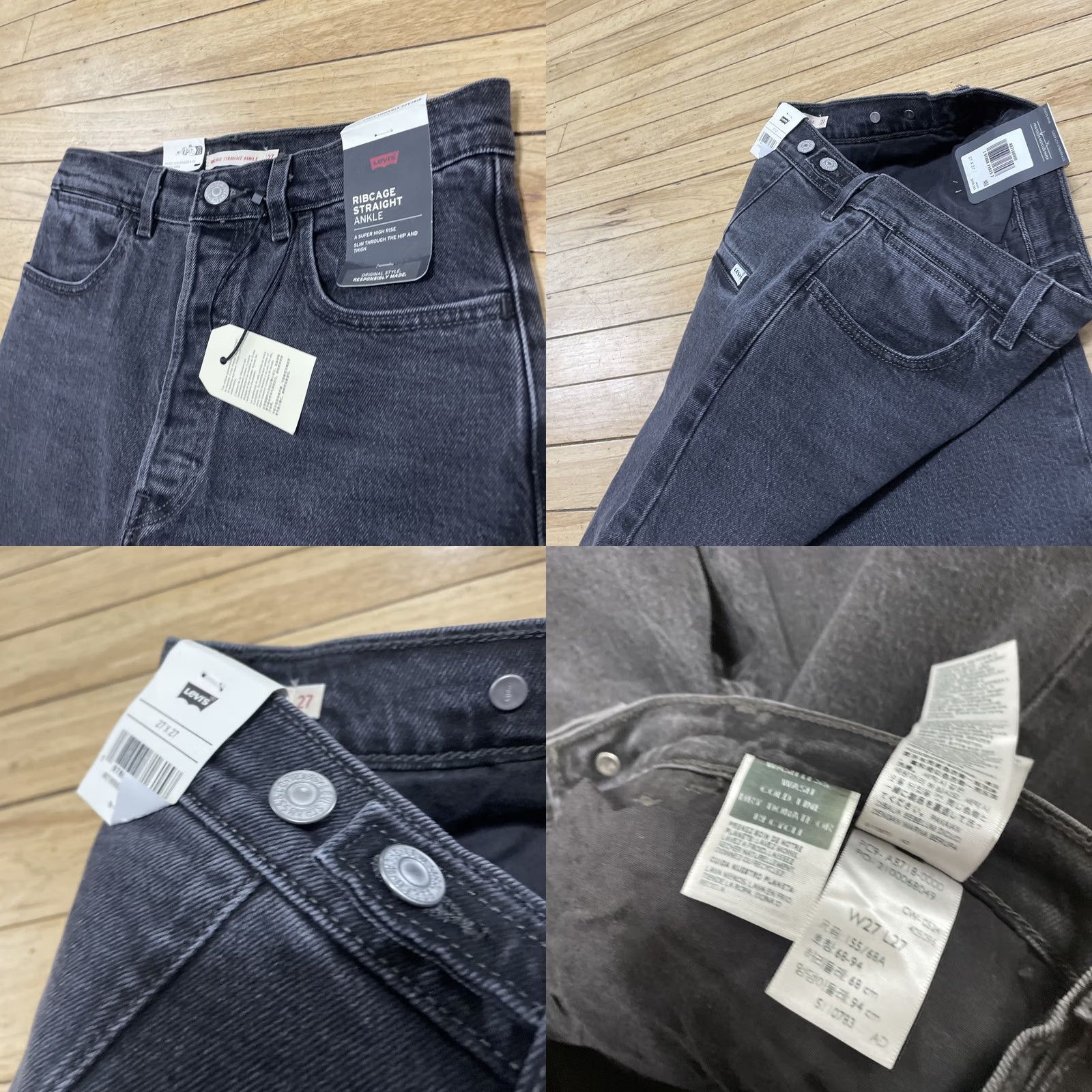 Levi's VINTAGE Levis Ribcage Straight Jeans Adult 27x27 Black Ankle High Rise Denim NEW 27x27 Womens Jeans Size 27" / US 4 / IT 40 - 10 Thumbnail