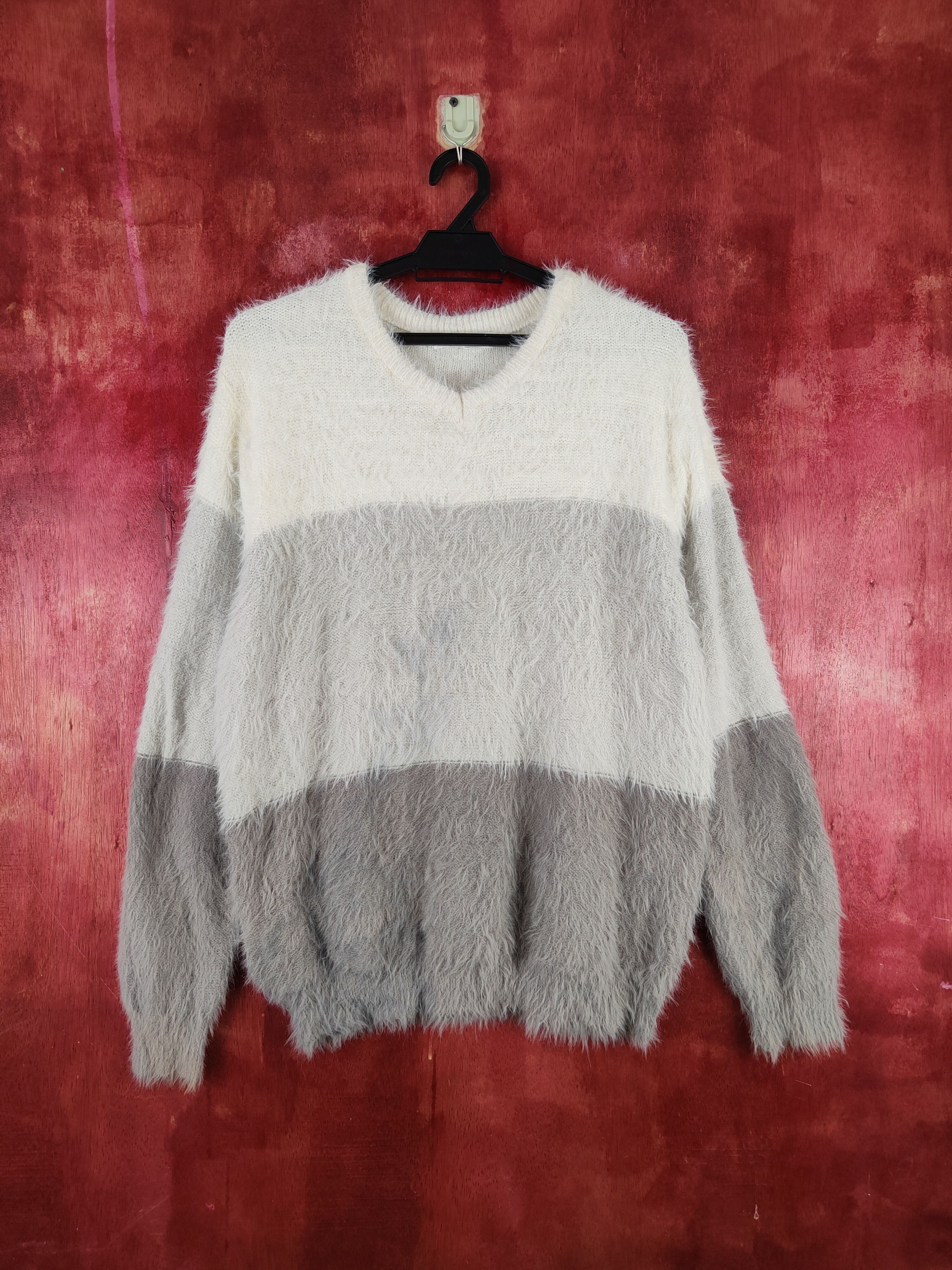 Homespun Knitwear Healthy Karen Gray Shag Shaggy Fur Mohair Knitwear #S2025 Size L / US 10 / IT 46 - 1 Thumbnail