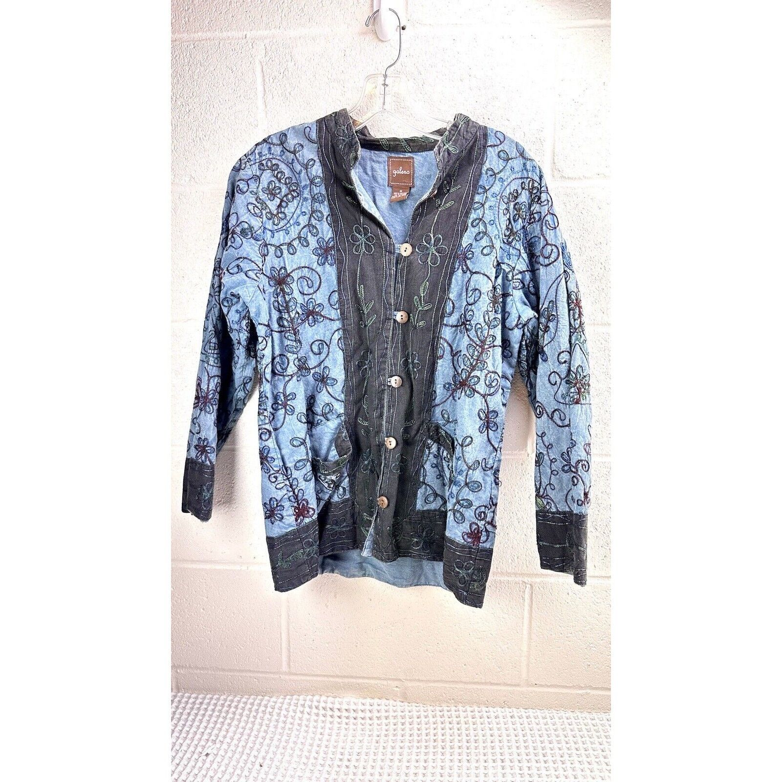 Other Galeno embroidered jacket 100% cotton blue medium M Size M / US 6-8 / IT 42-44 - 1 Thumbnail