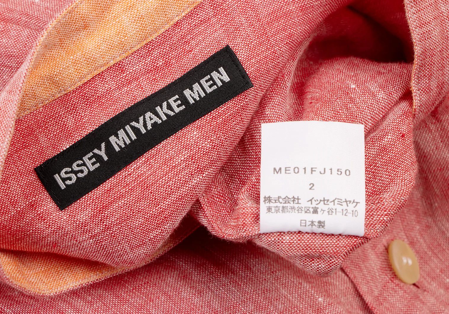 Issey Miyake Linen Collarless Short Sleeve Shirt in Red and White Size US S / EU 44-46 / 1 - 13 Thumbnail
