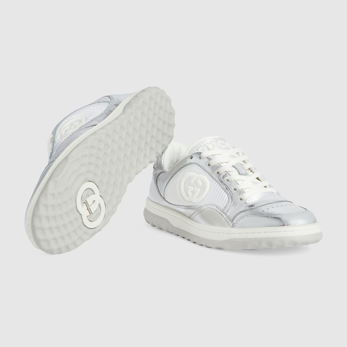 Gucci o1s1wg110225 Women's MAC80 Sneakers in Metallic Silver Size US 5 / IT 35 - 6 Thumbnail