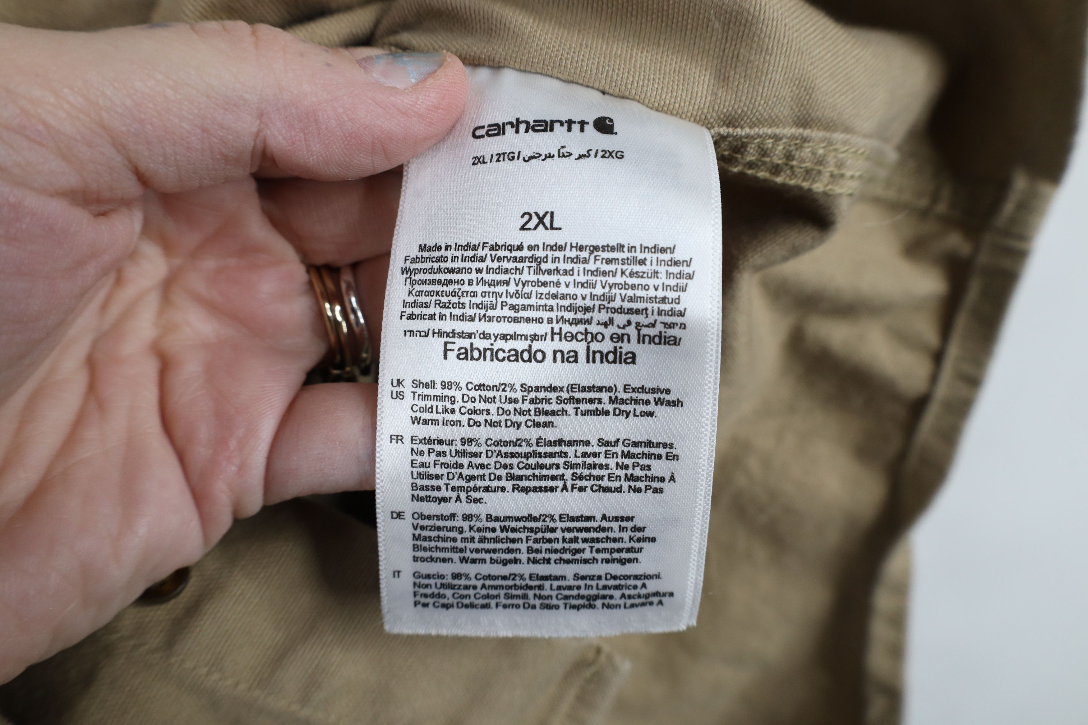 Carhartt × Vintage Carhartt Fit Spell Out Canvas Collared Button Shirt Beige Size US XXL / EU 58 / 5 - 7 Thumbnail